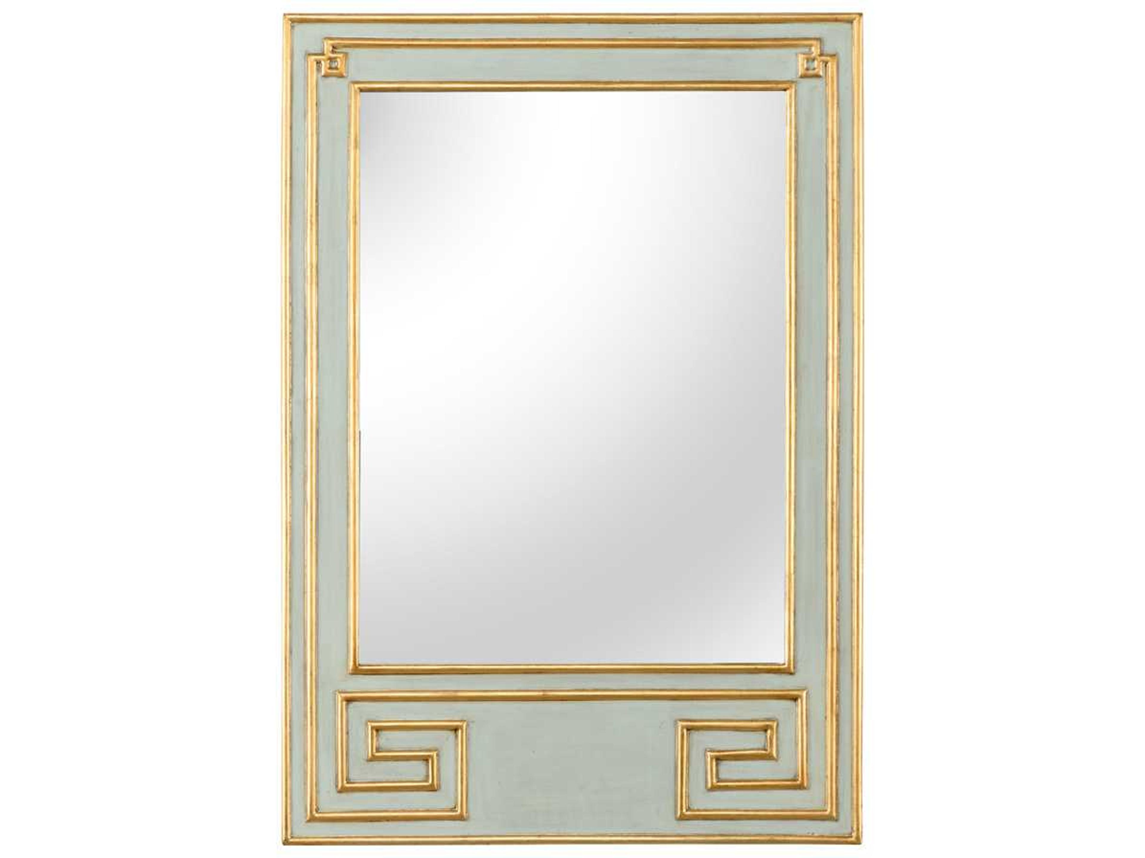 Chelsea House Greek Hall Antique Mint Green with Gold Leaf Rectangular Wall Mirror