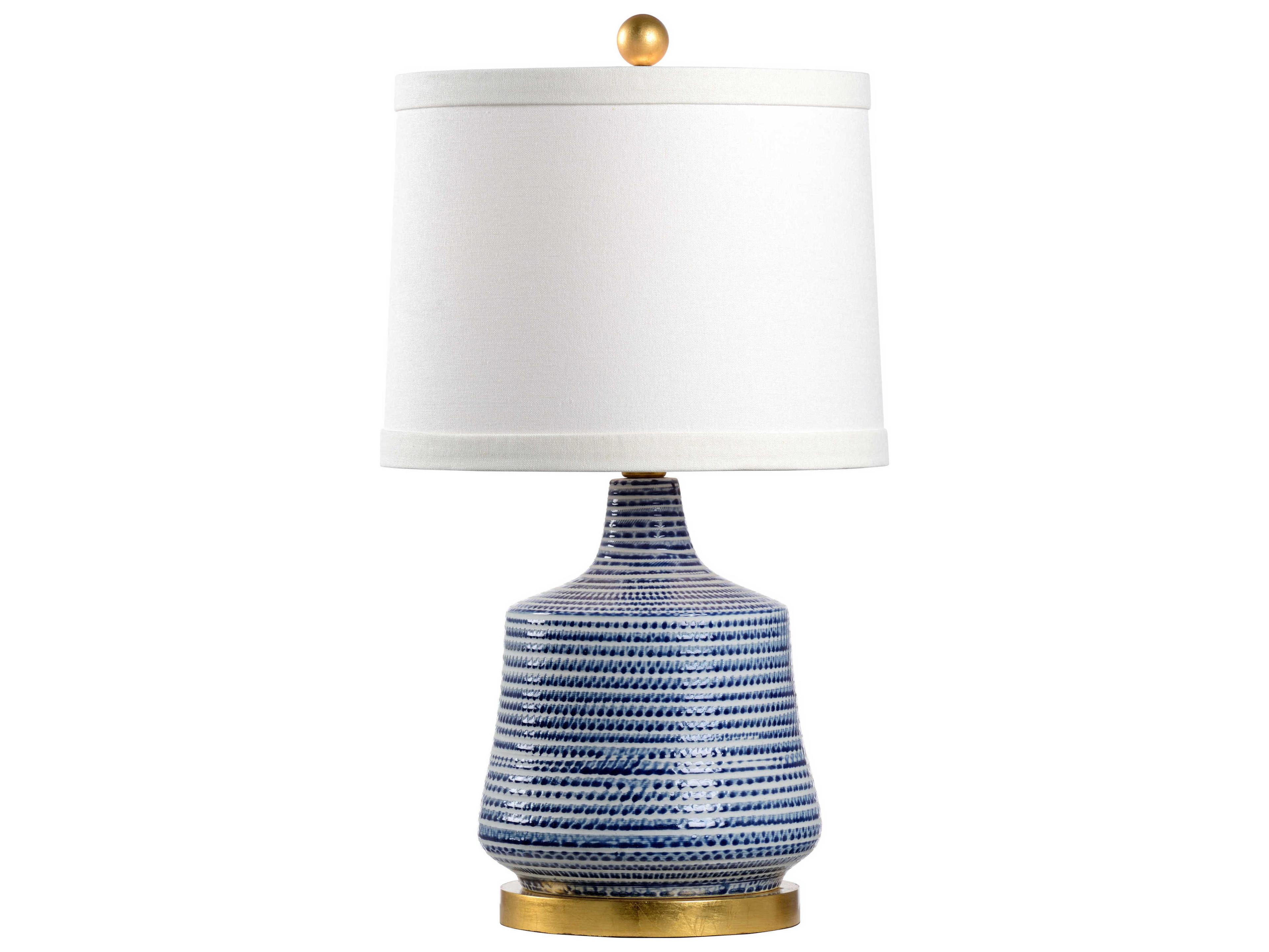 Chelsea House Blue White Glaze Antique Gold Leaf Buffet Lamp
