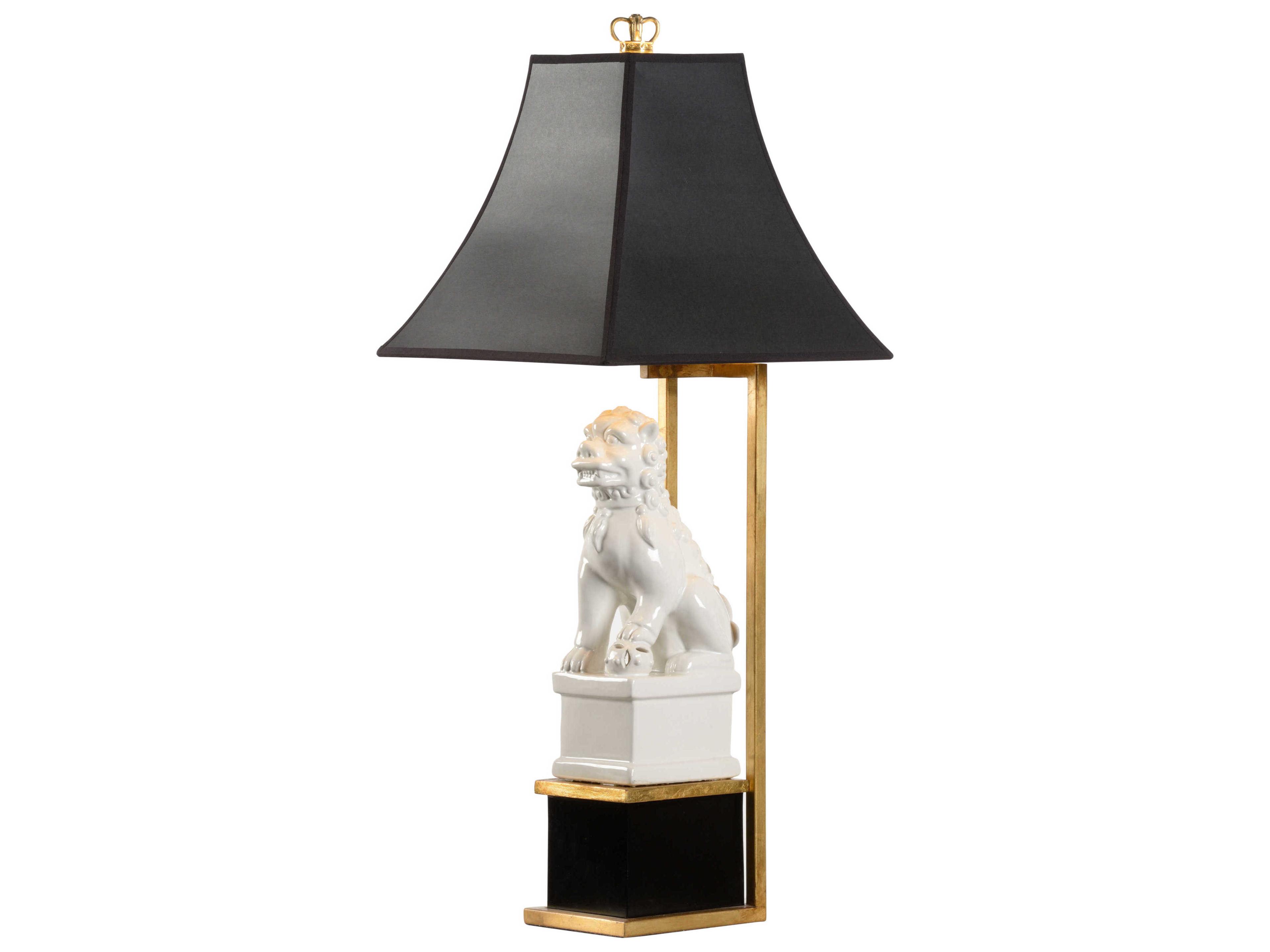 Chelsea House Antique Gold Leaf Black Cream Glaze White Buffet Lamp