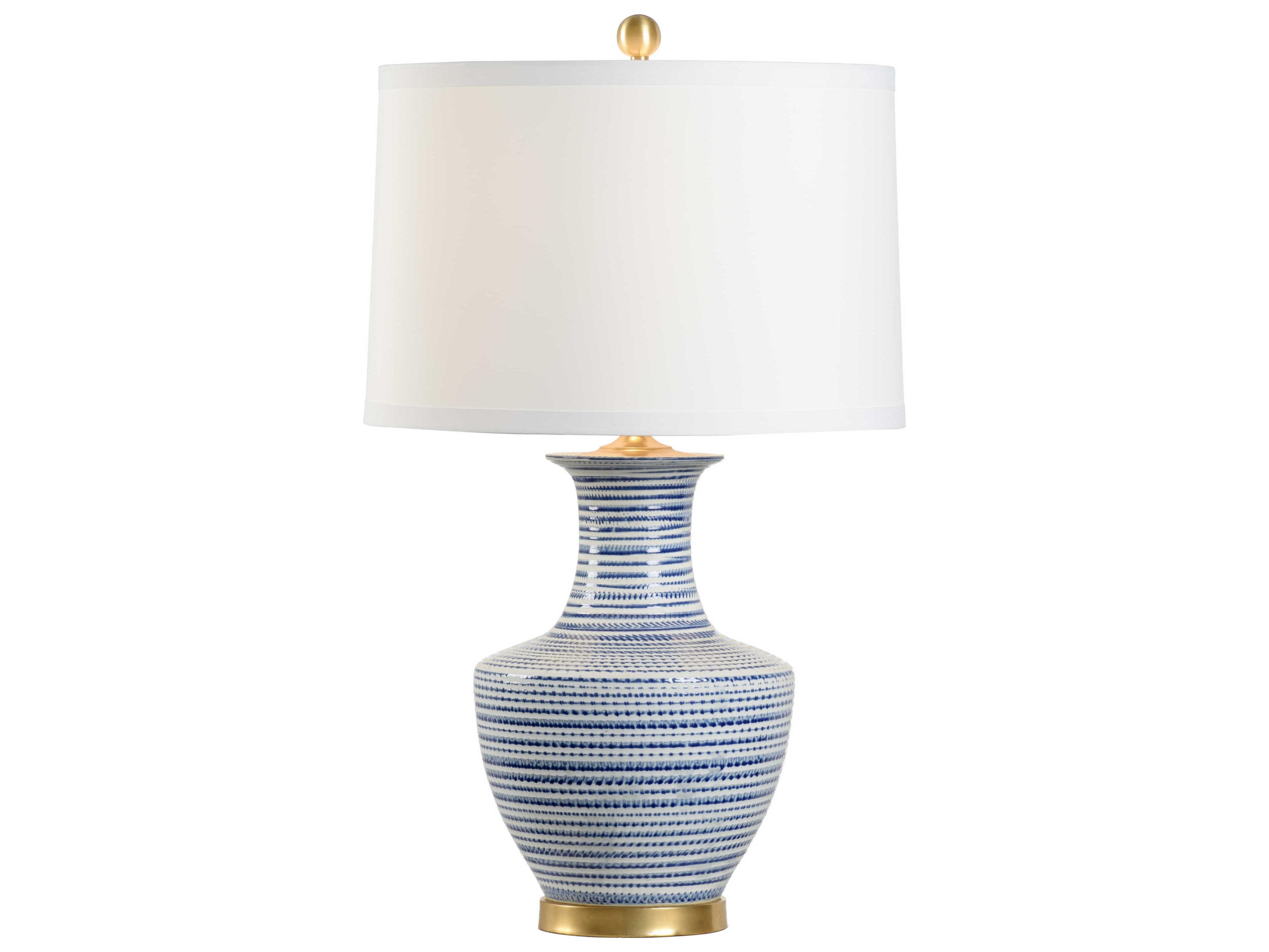 Chelsea House Blue White Glaze Gold Buffet Lamp