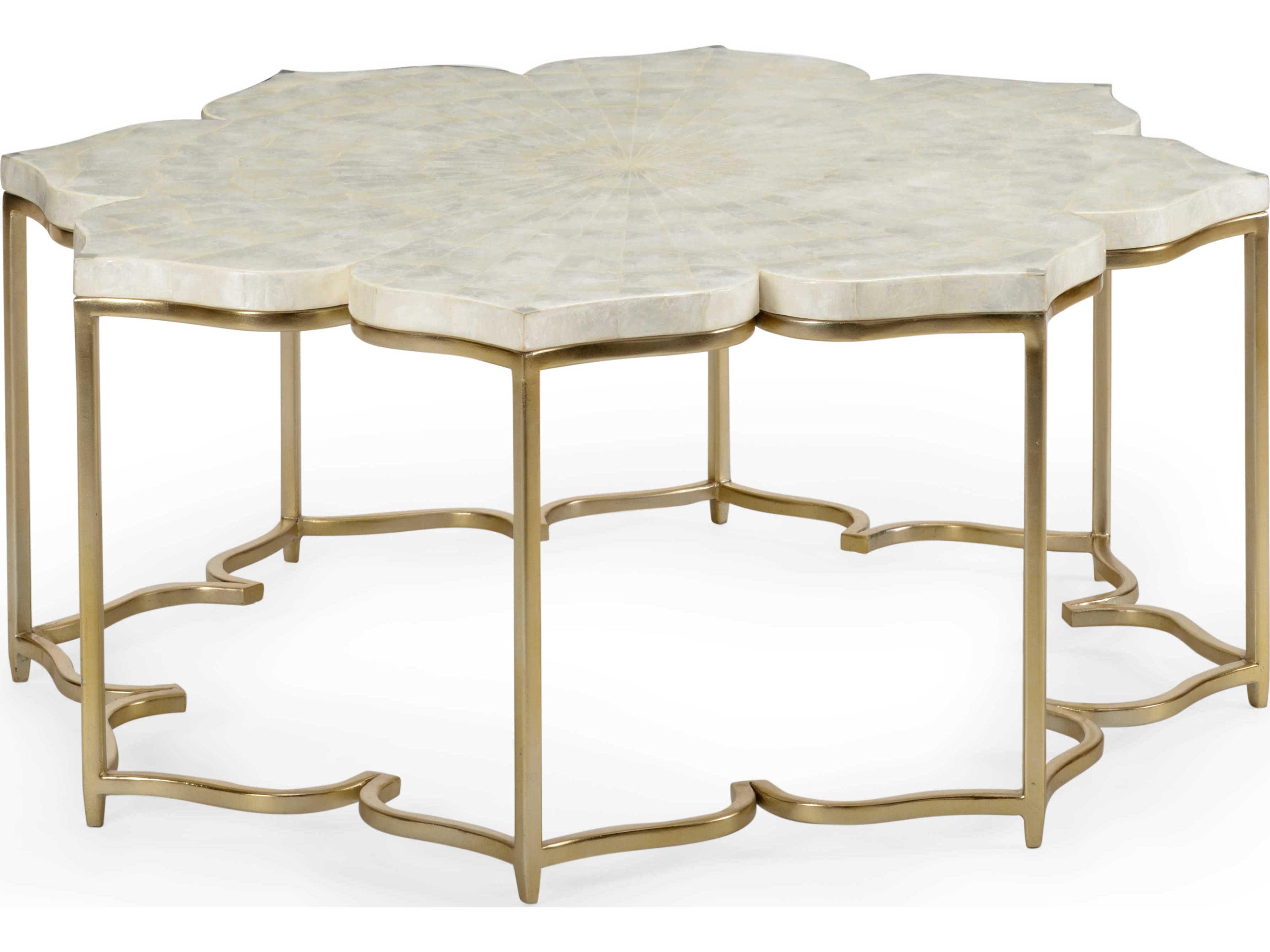 Chelsea House Lotus Flower Inspired Natural Capiz Coffee Table
