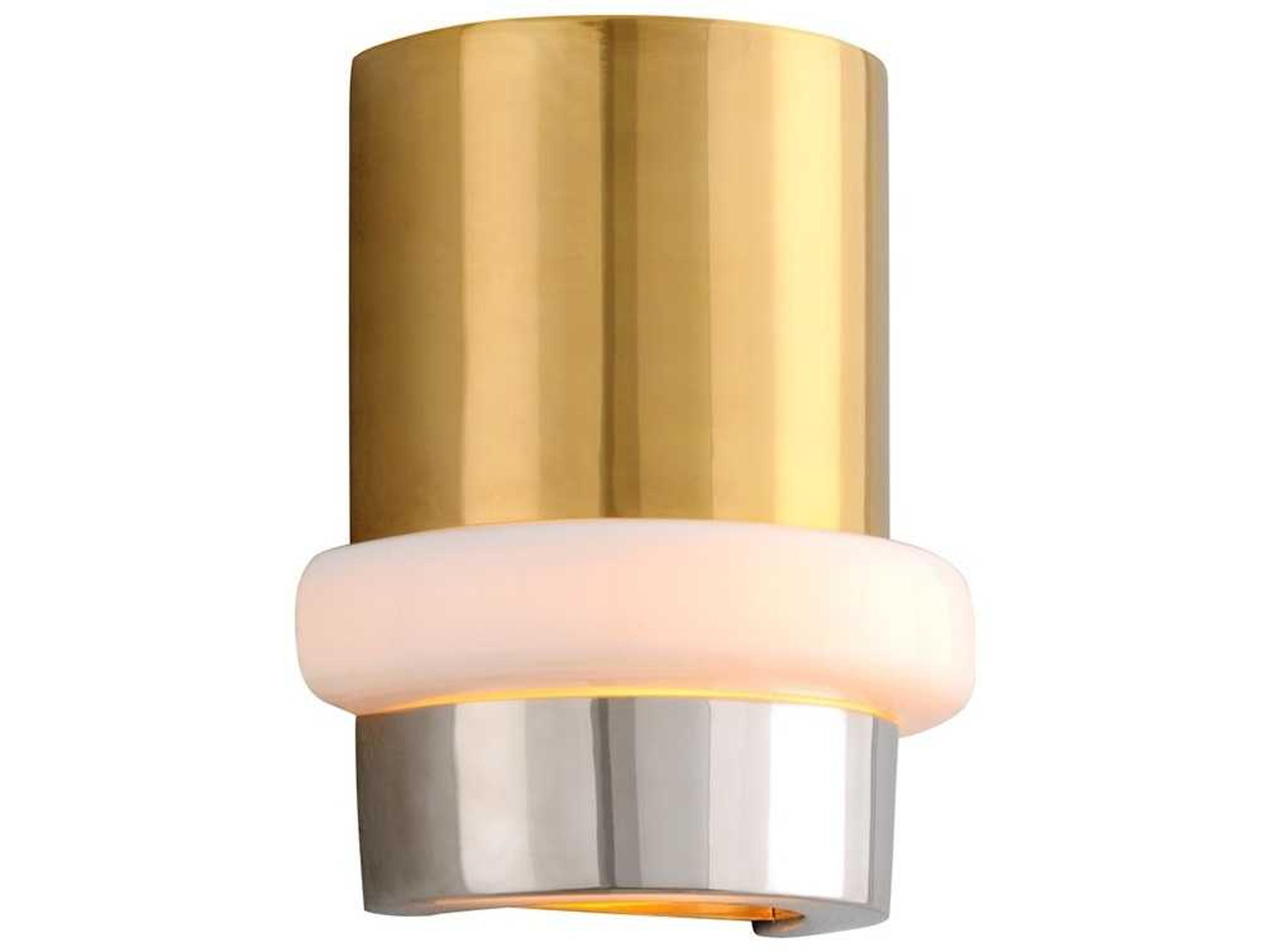 Corbett Lighting Beckenham 1-Light Vintage Polished Brass Nickel Glass Wall Sconce