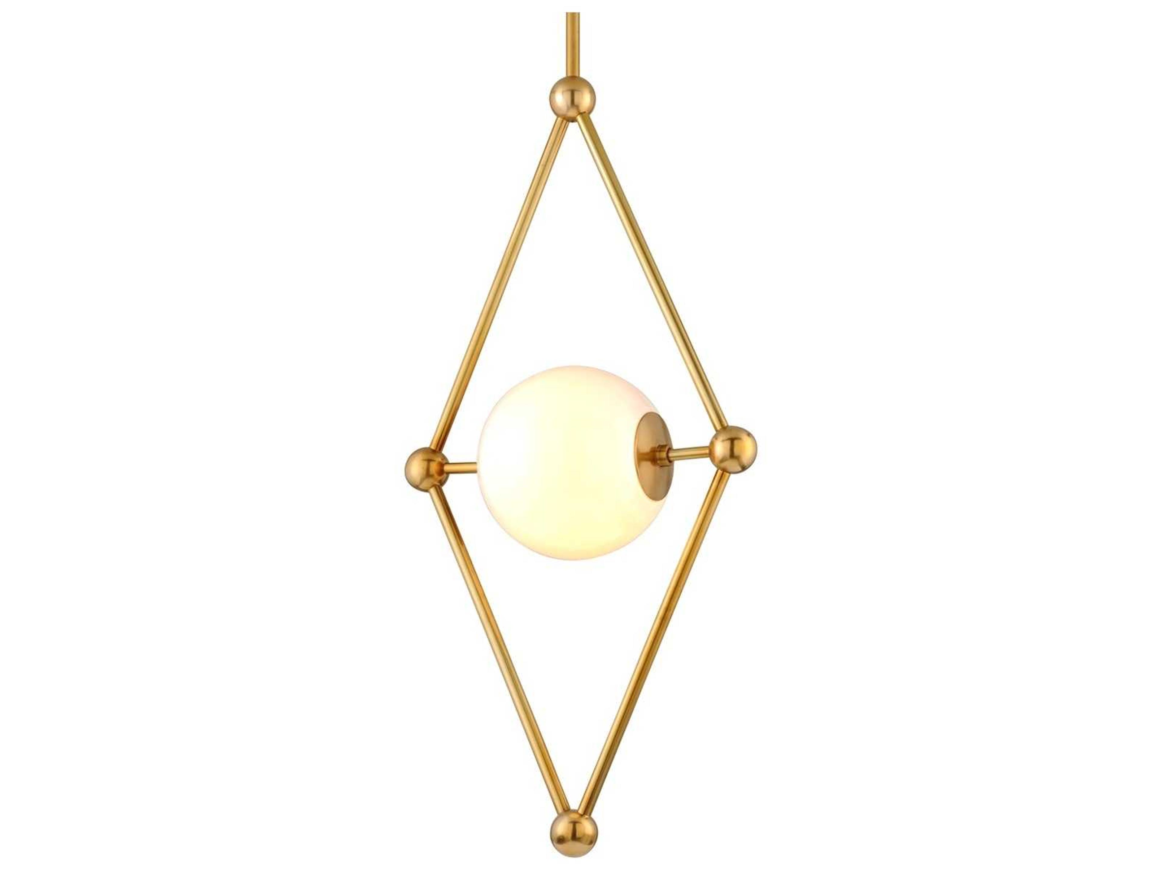 Corbett Lighting Bickley 1-Light Vintage Brass Glass Globe Pendant