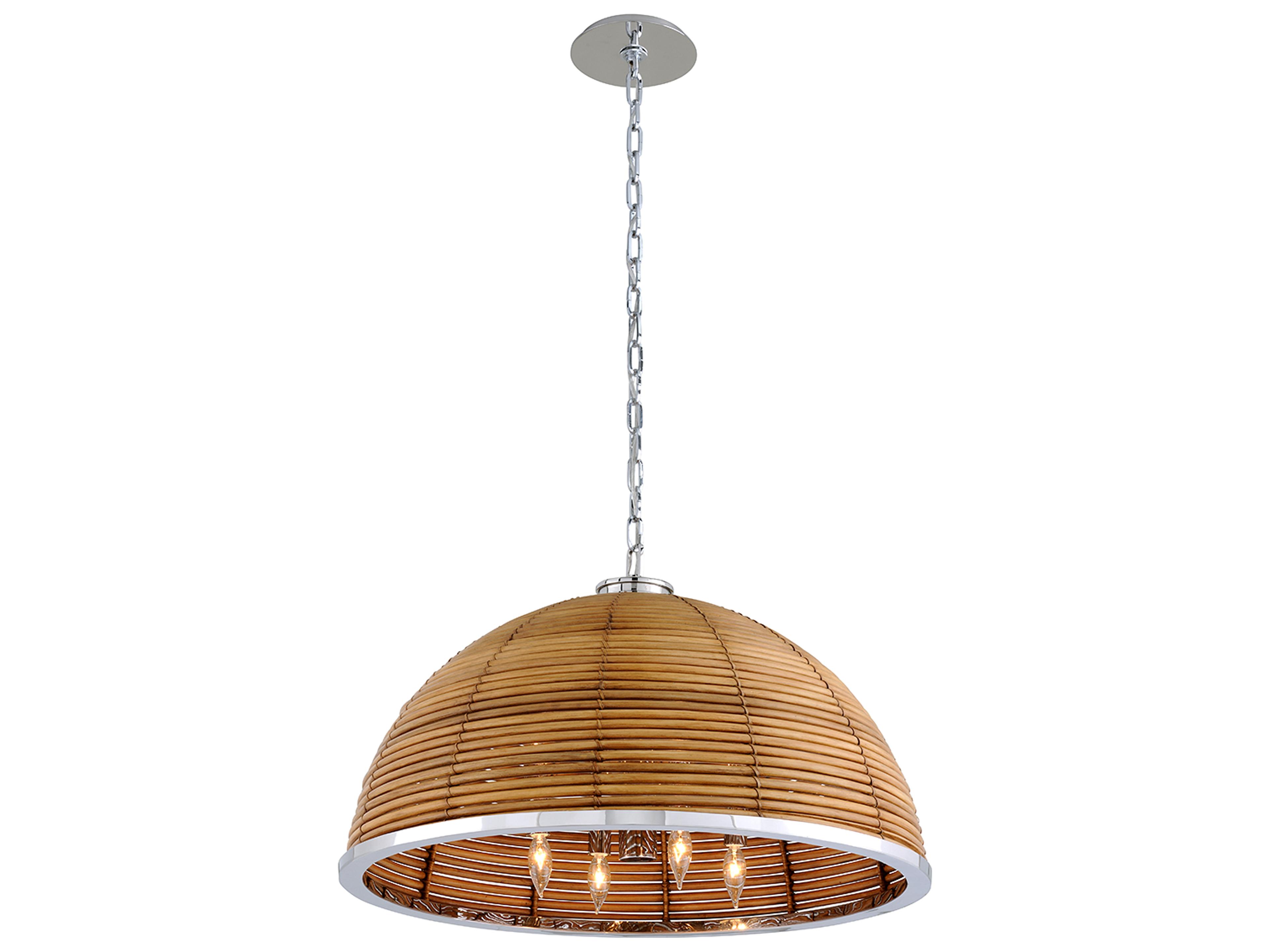 Corbett Lighting Carayes 8-Light Natural Rattan Stainless Steel Brown Dome Chandelier