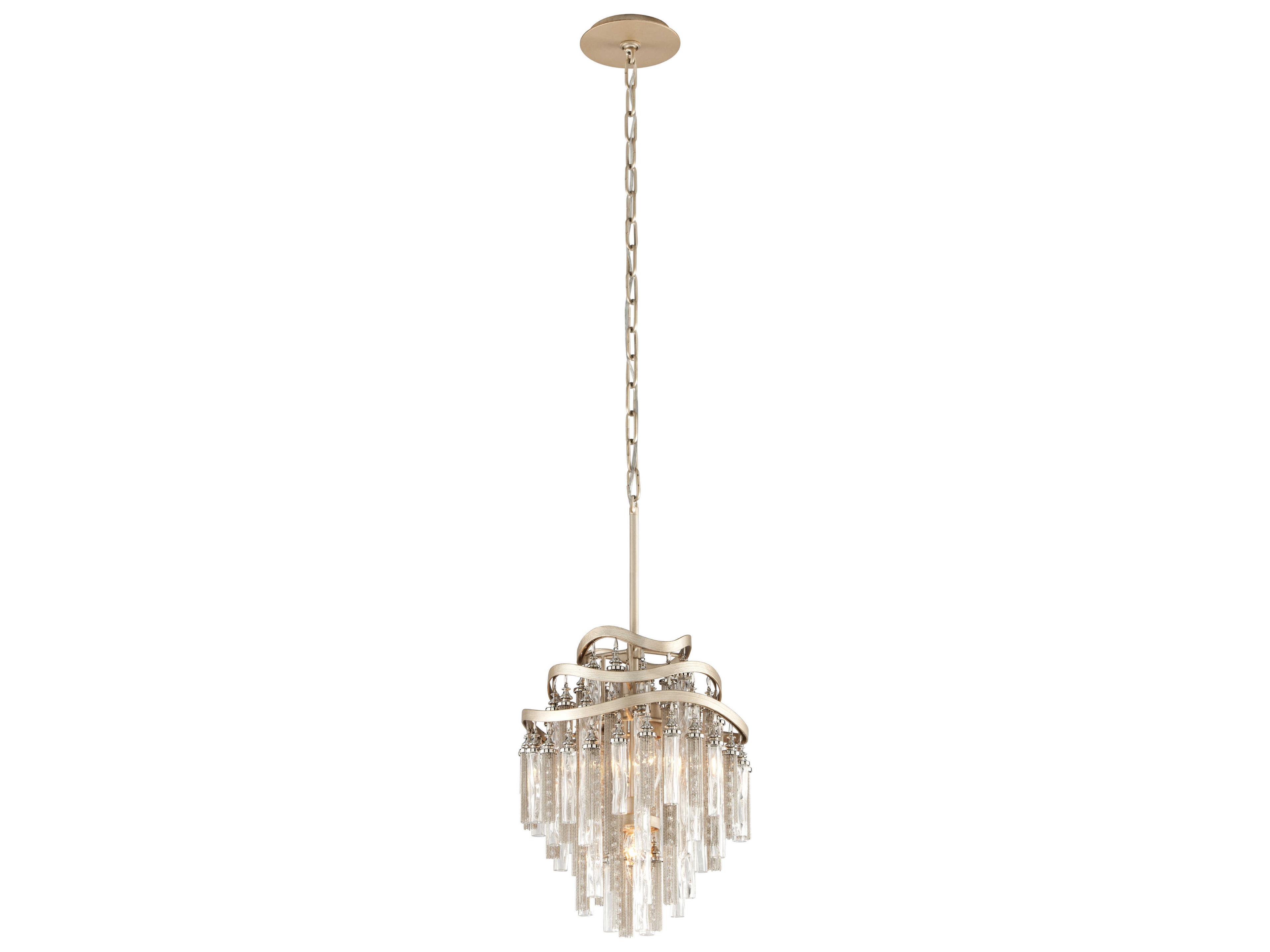Corbett Lighting Chimera 3-Light Tranquility Silver Lear Crystal Glass Tiered Pendant