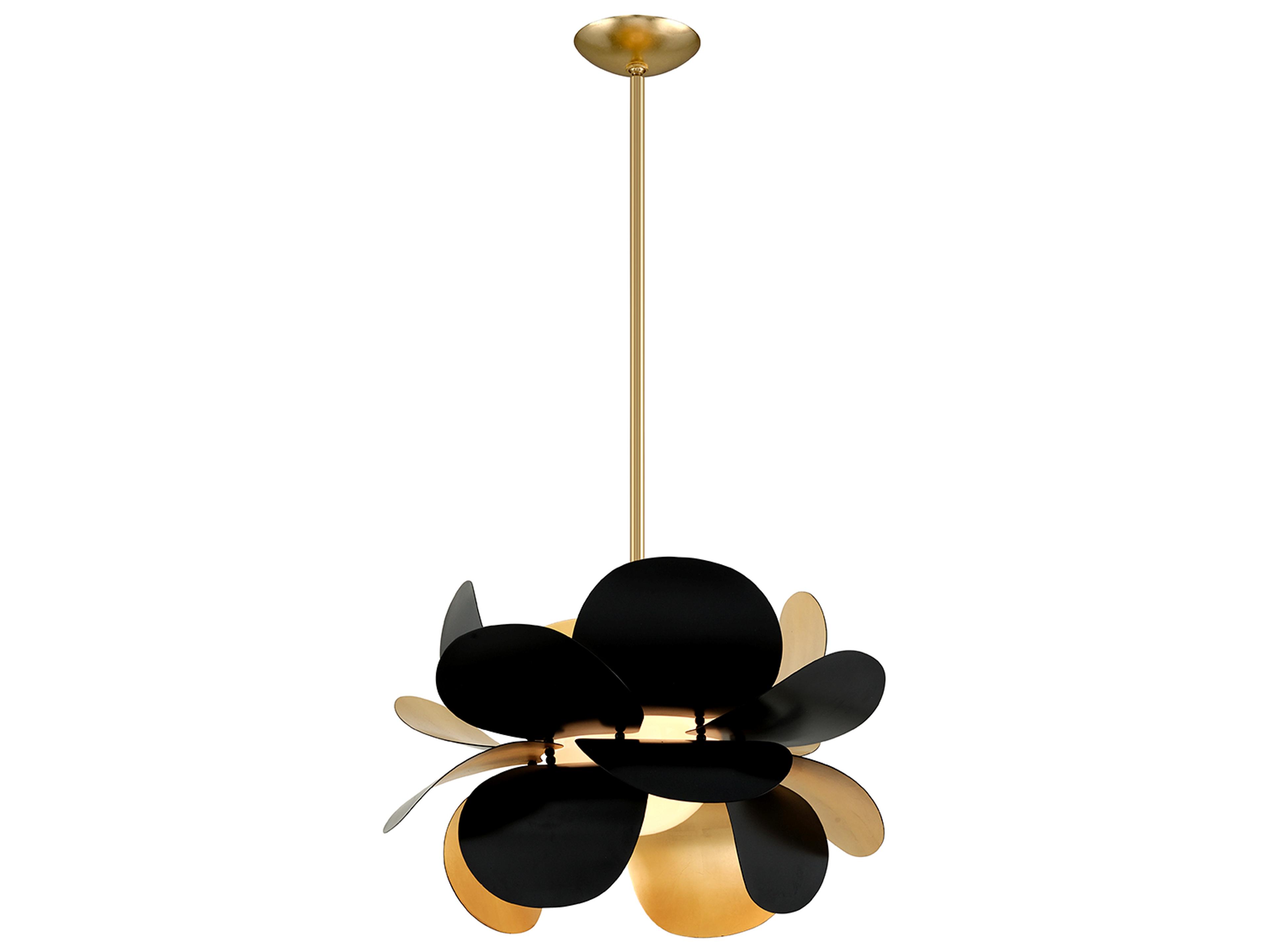 Corbett Lighting Ginger 1-Light Black Gold Leaf Glass Pendant