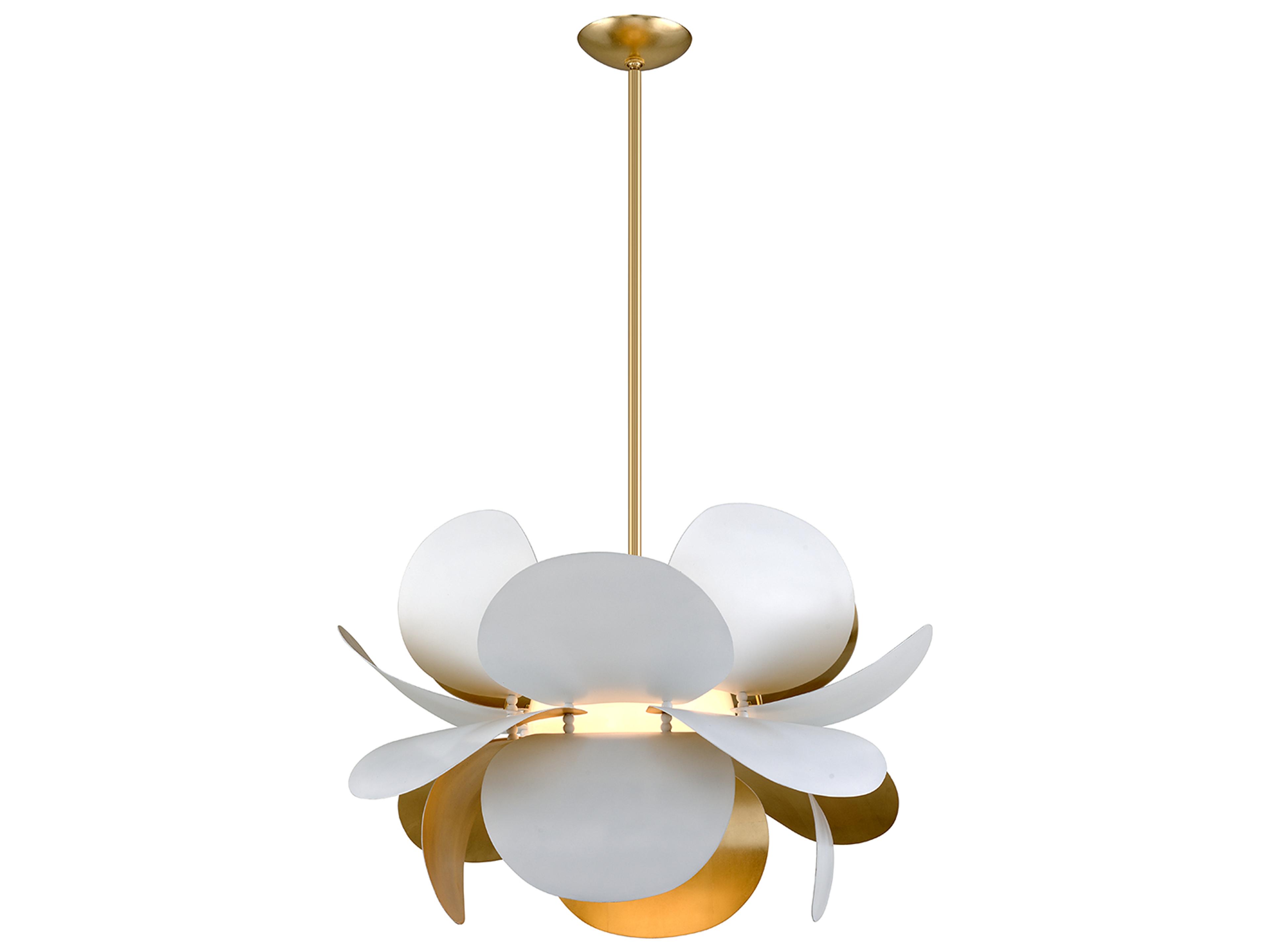 Corbett Lighting Ginger 1-Light White Gold Leaf Glass Pendant