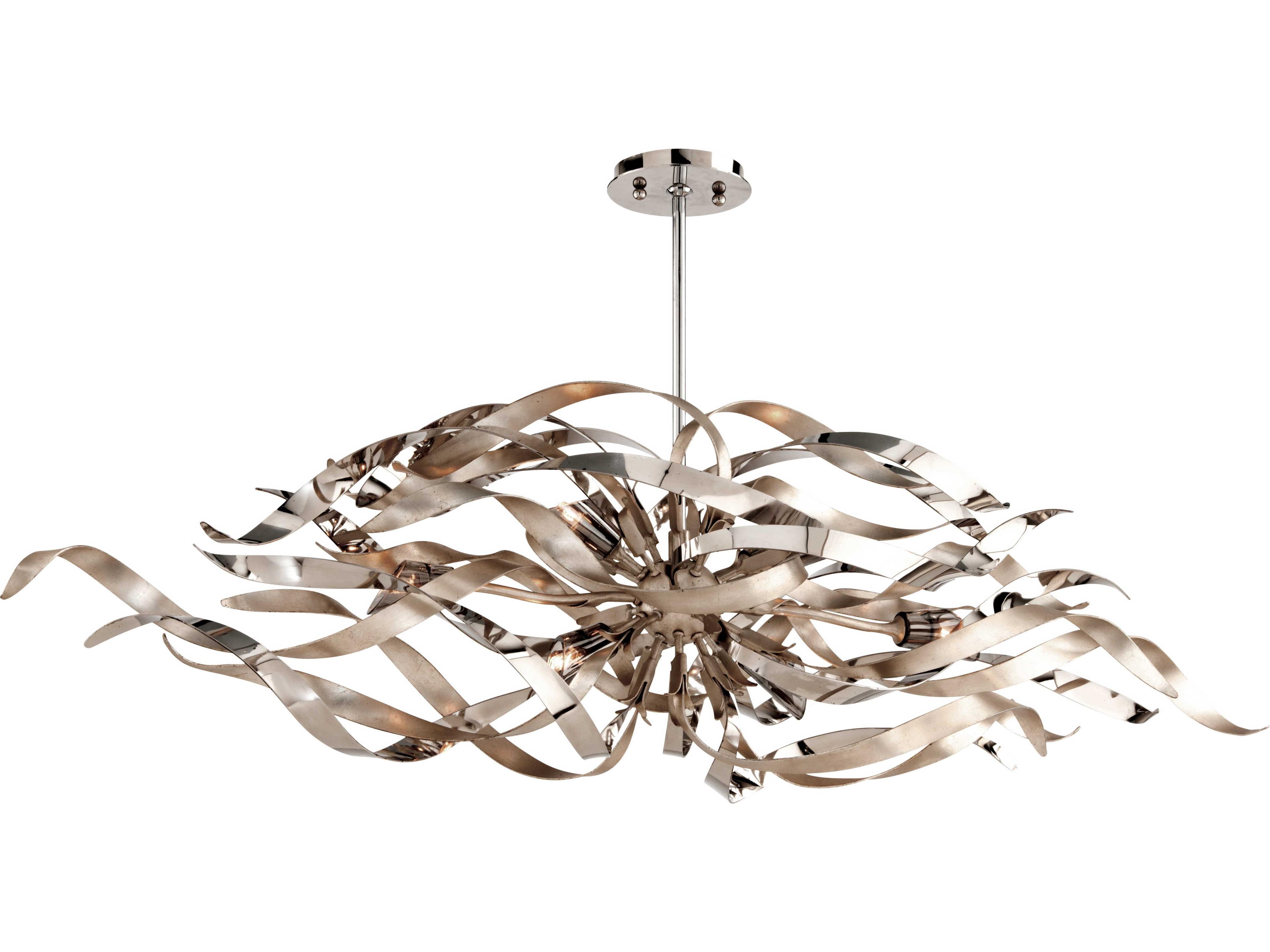 Corbett Lighting Graffiti 6-Light Silver Leaf Polished Stainless Steel Crystal Island Pendant