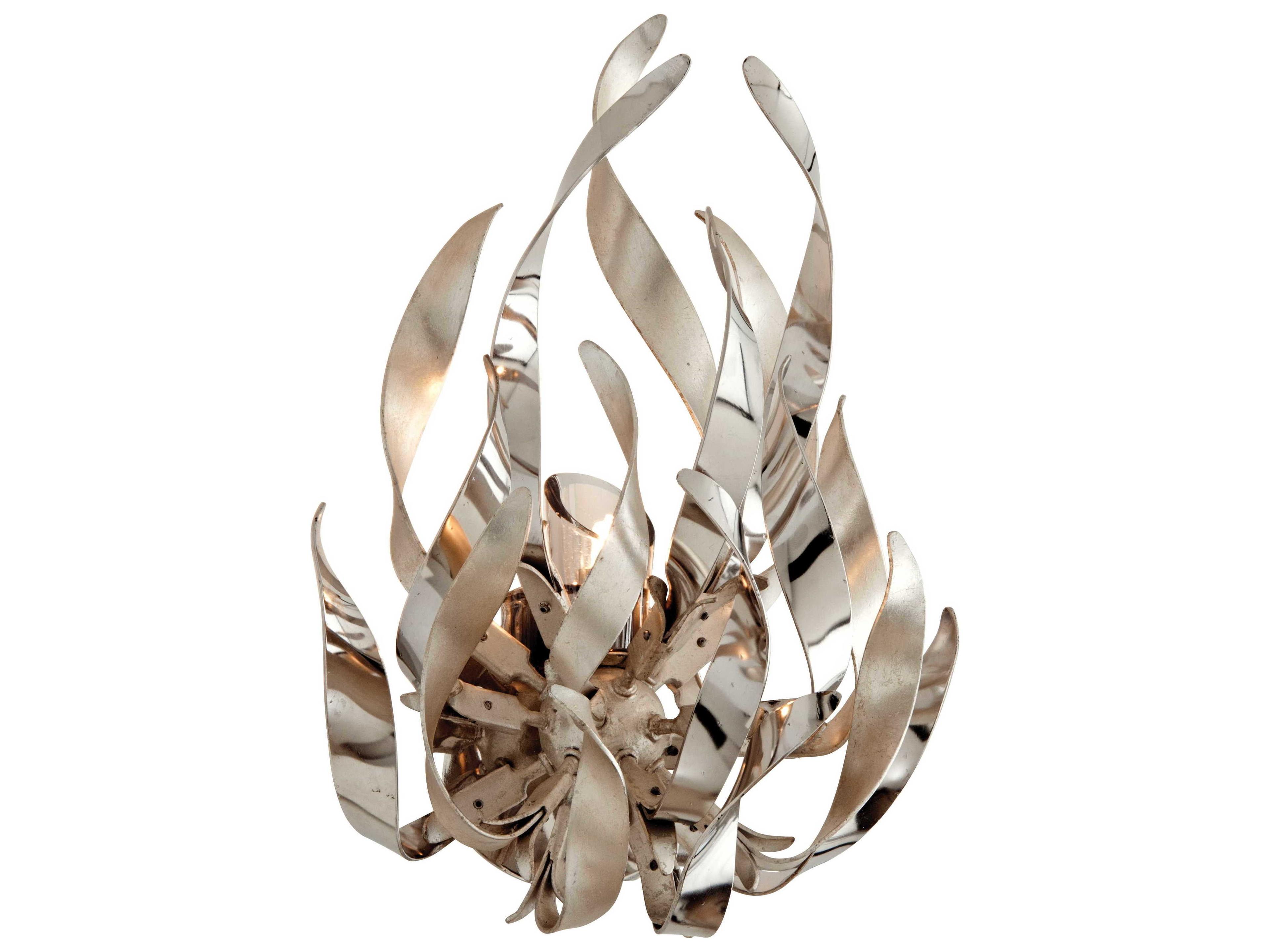 Corbett Lighting Graffiti 1-Light Silver Leaf Polished Stainless Steel Crystal Wall Sconce