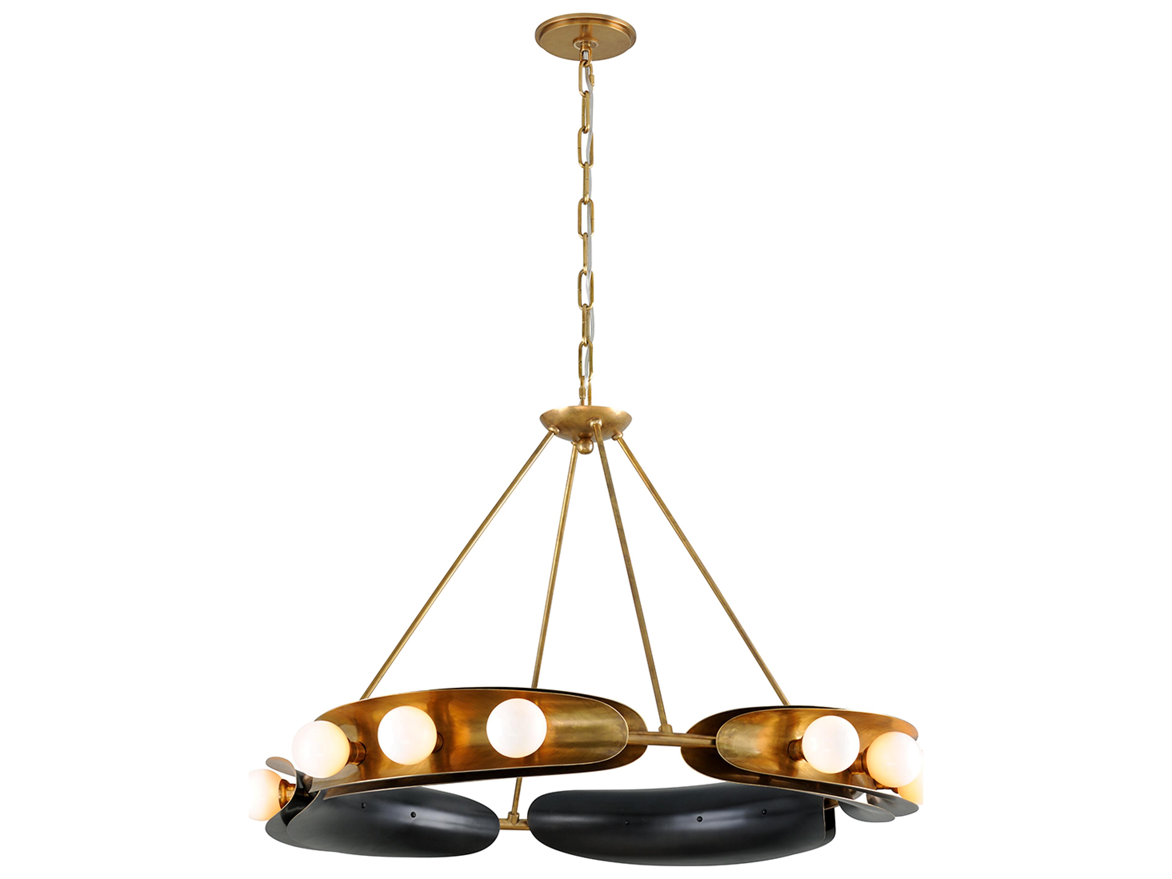 Corbett Lighting Hopper 12-Light Vintage Brass Bronze Glass Round Pendant