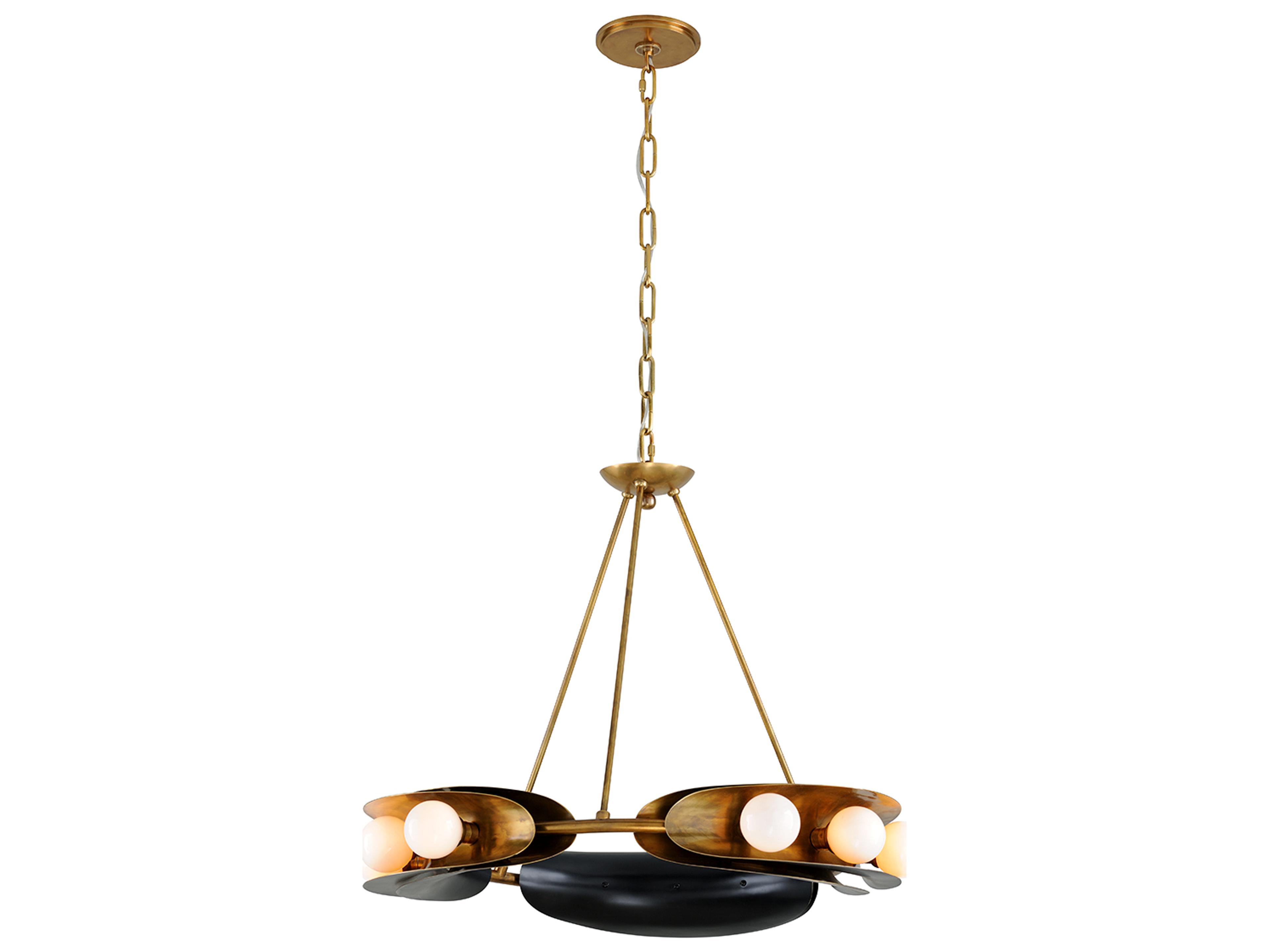 Corbett Lighting Hopper 9-Light Vintage Brass Bronze Glass Round Pendant