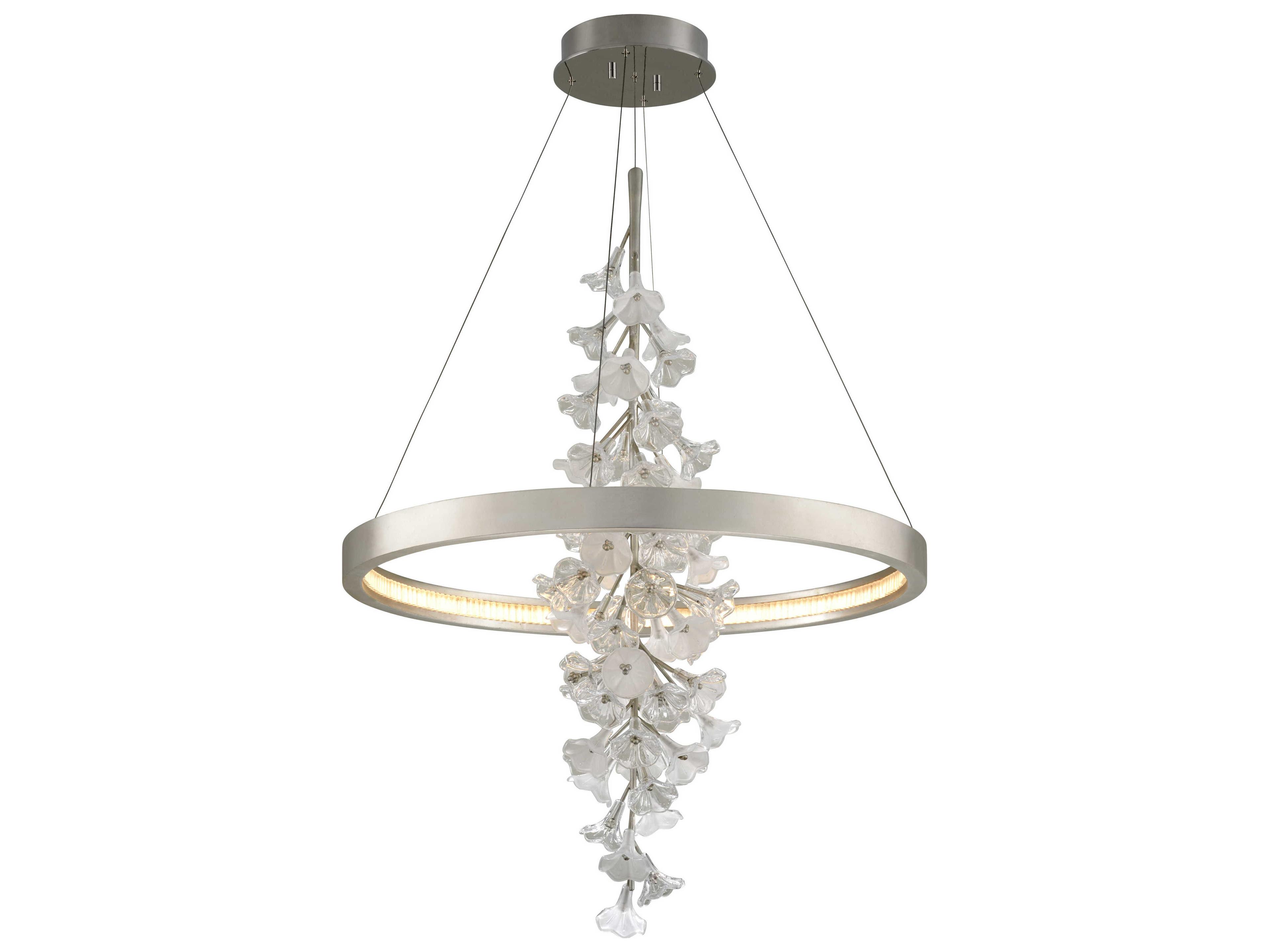 Corbett Lighting Jasmine 1-Light Silver Leaf Glass LED Pendant