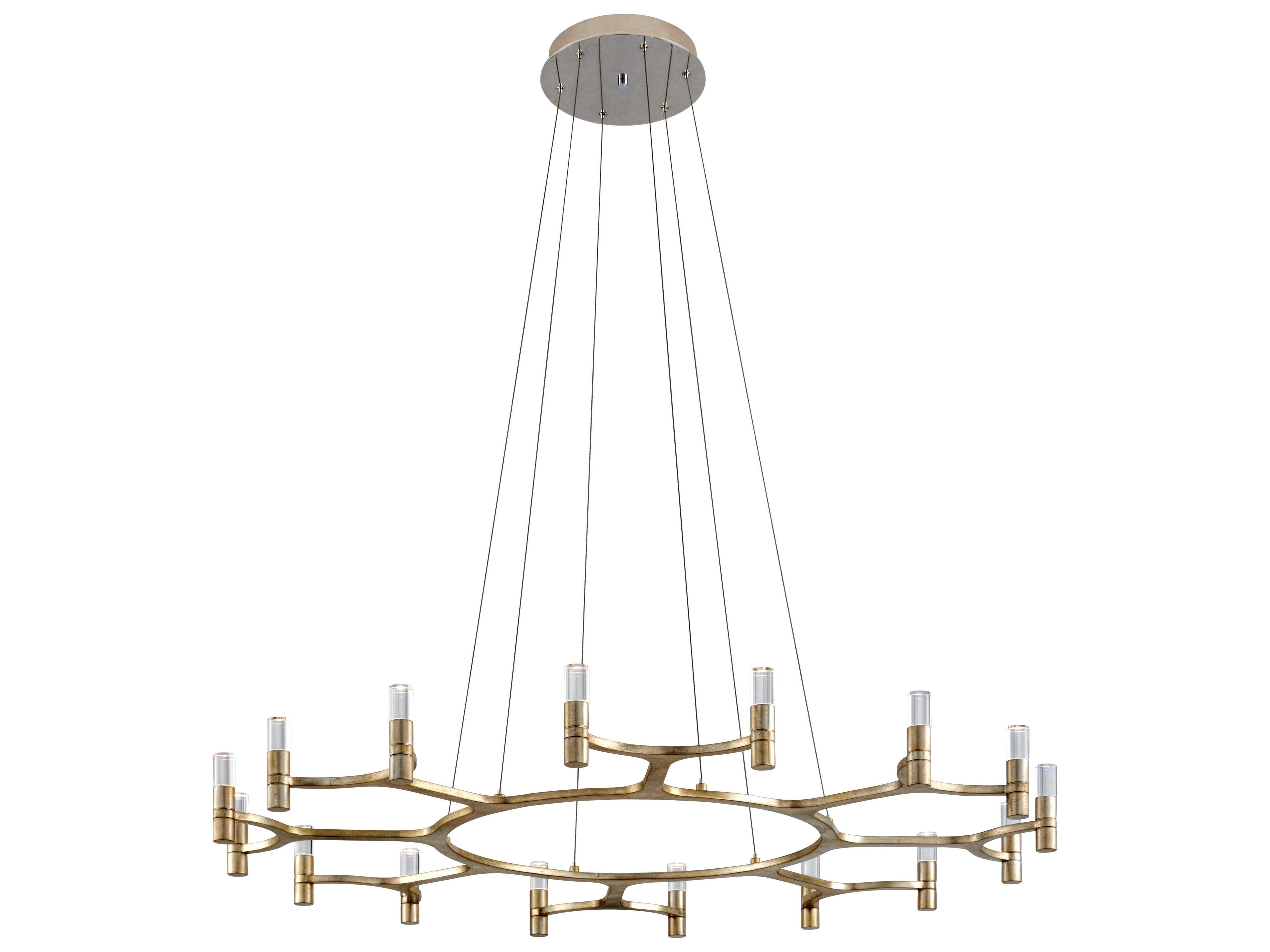 Corbett Lighting Nexus 16-Light Silver Leaf Steel Crystal LED Cylinder Chandelier