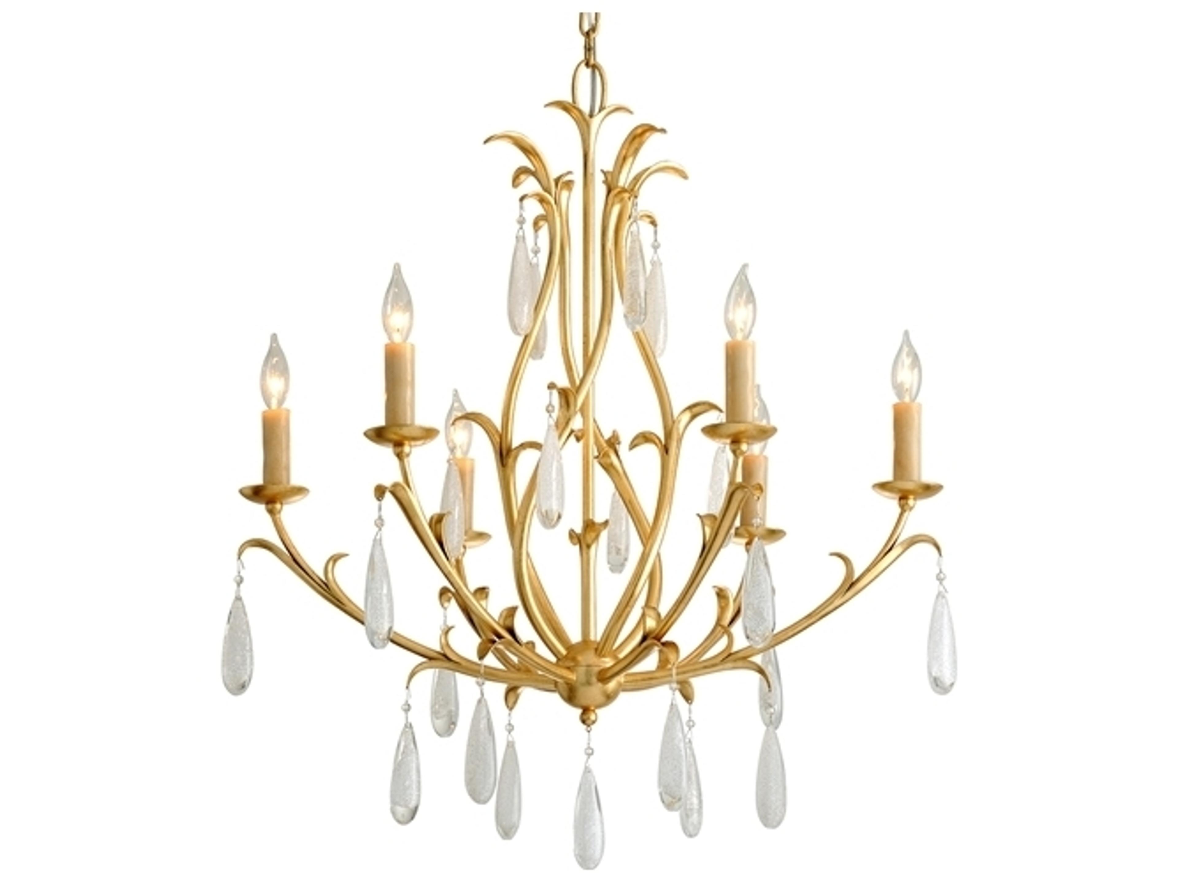 Corbett Lighting Prosecco 6-Light Gold Leaf Glass Chandelier