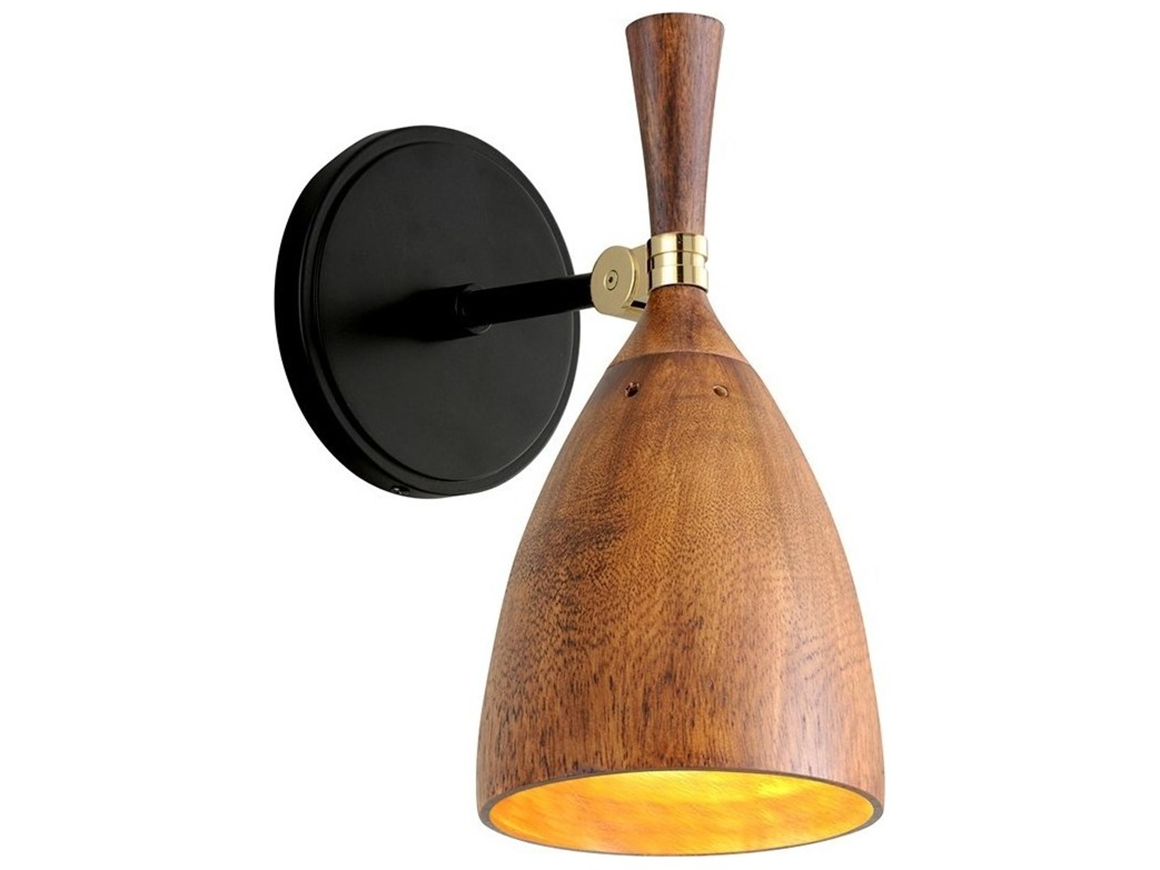 Corbett Lighting Utopia 1-Light Satin Black Polished Brass Wood LED Wall Sconce