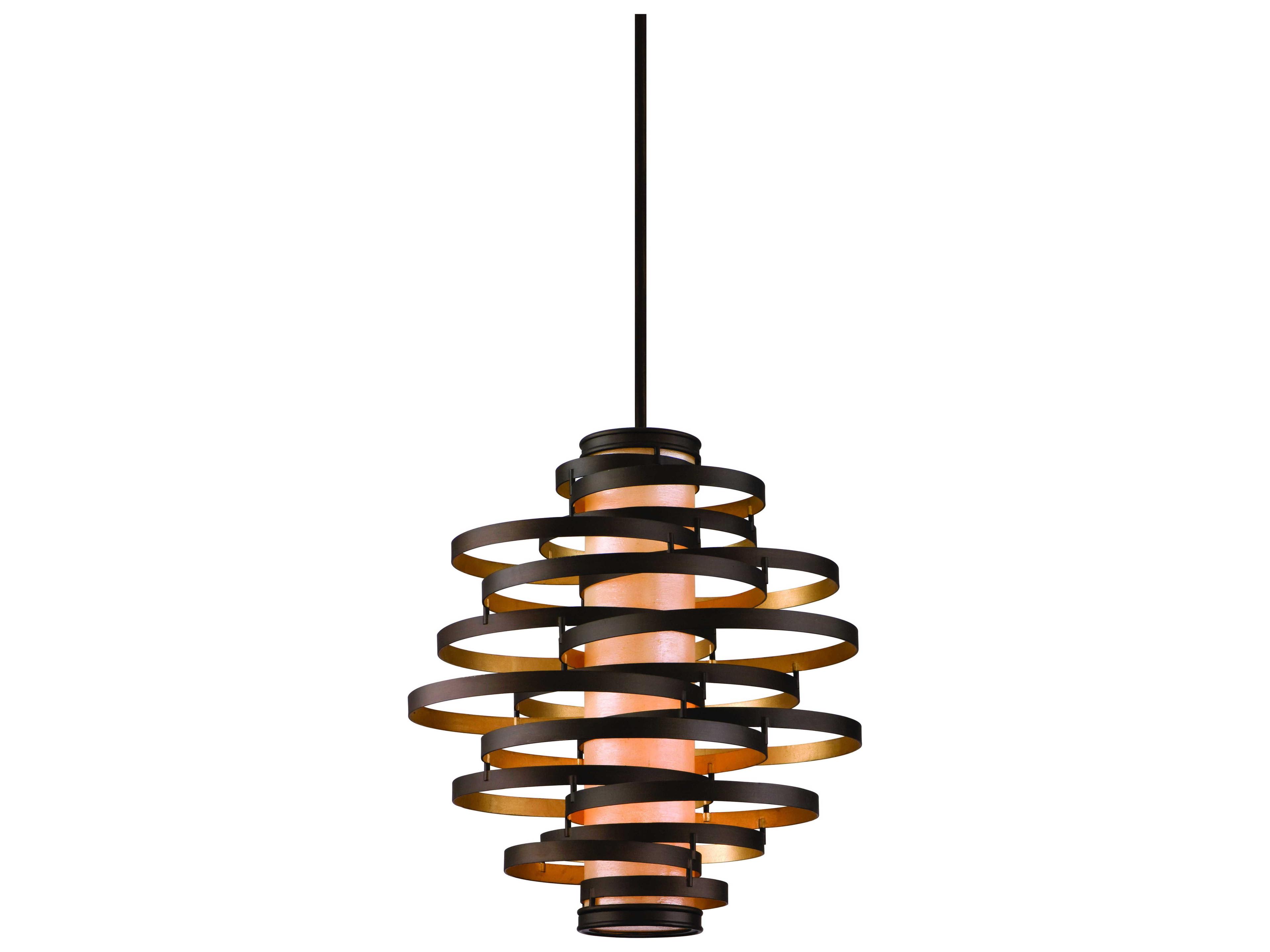Corbett Lighting Vertigo 4-Light Bronze With Gold Leaf Glass Pendant