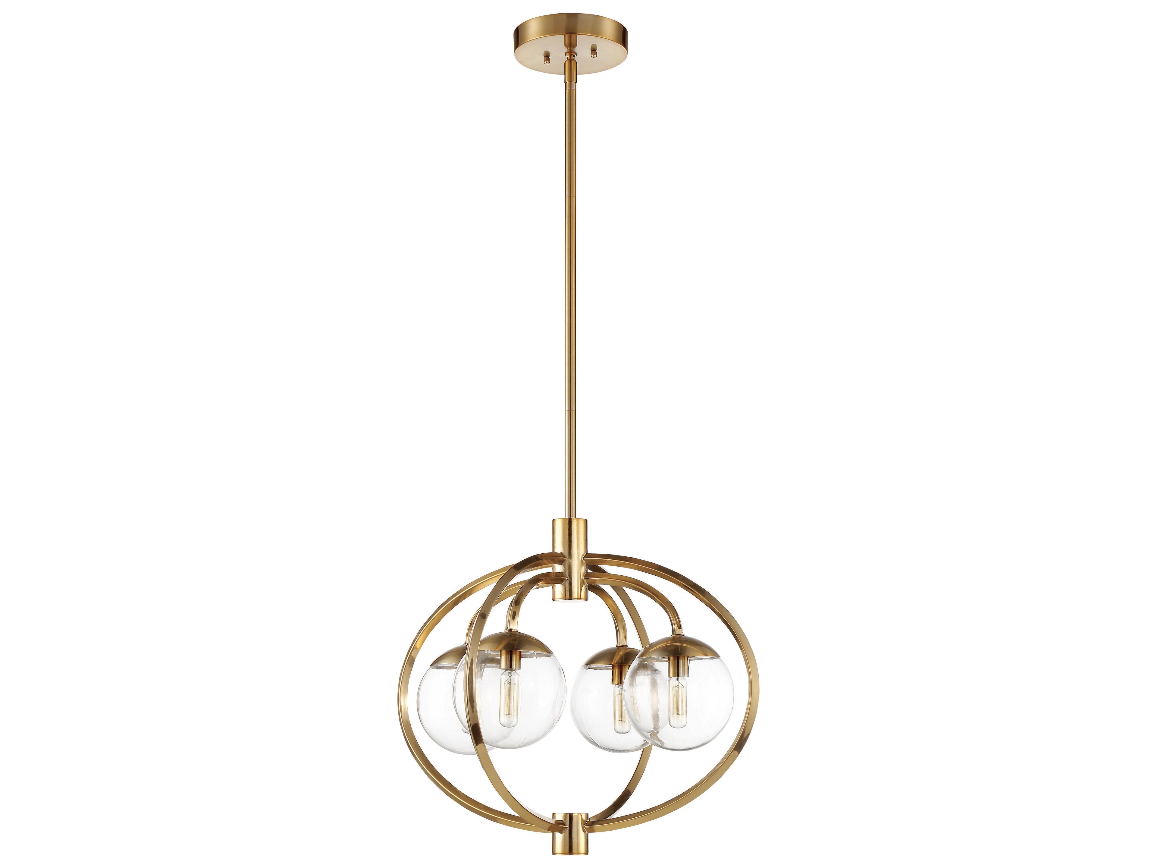 Craftmade Piltz 4-Light Satin Brass Glass Globe Round Chandelier