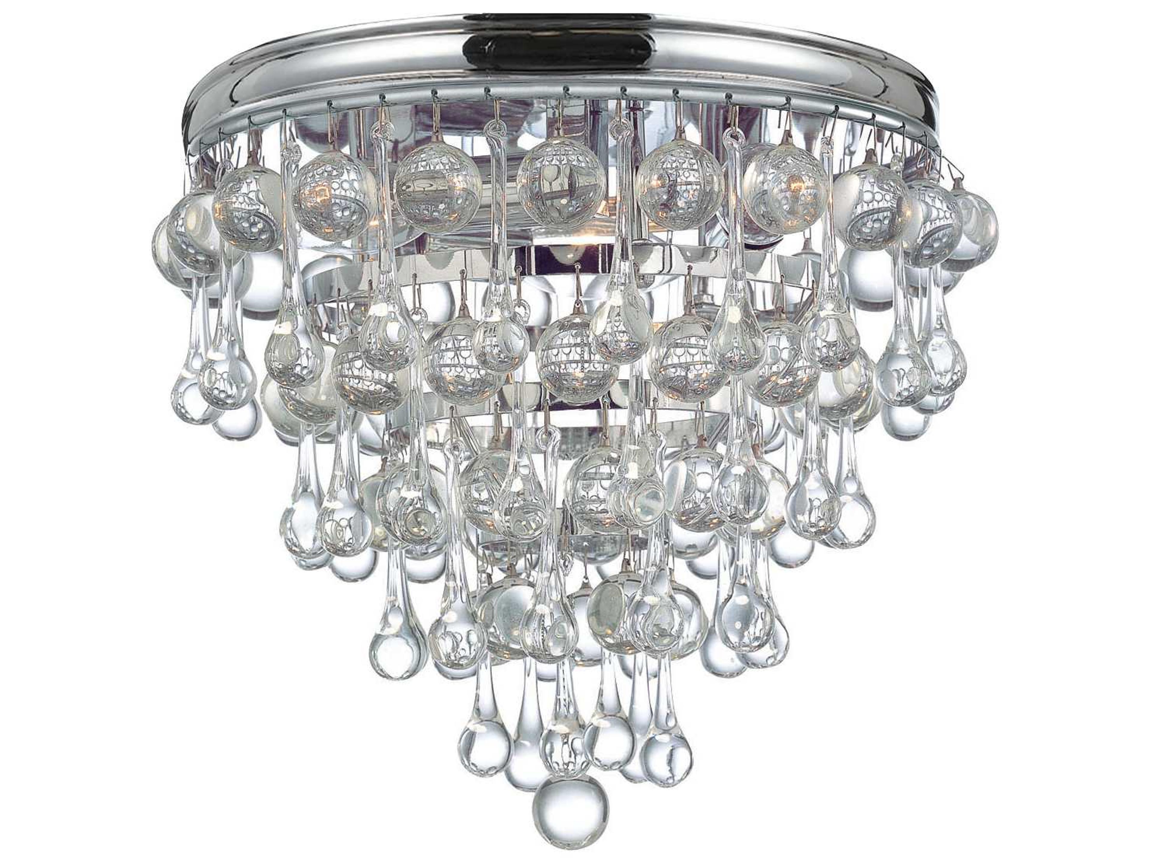 Crystorama Calypso 3-Light Chrome Crystal Glass Tiered Flush Mount