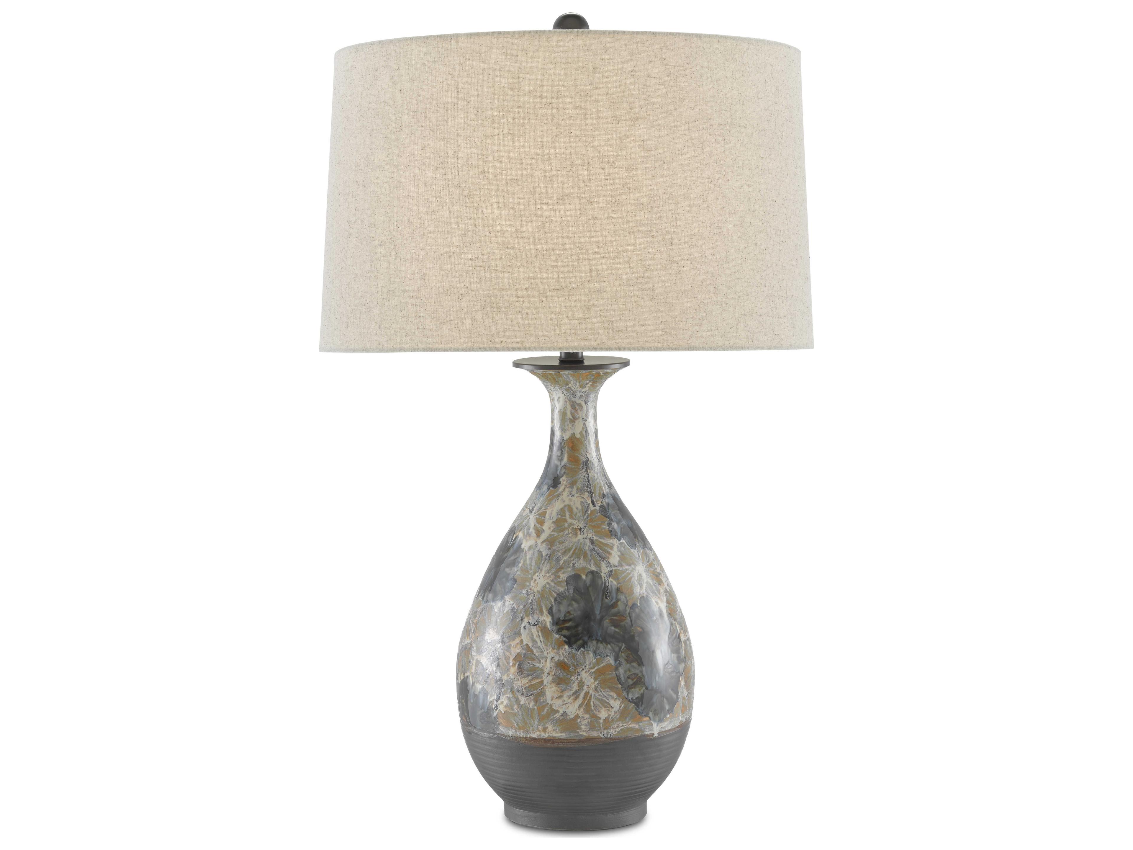 Currey & Company Frangipani Cream Blue Brown White Buffet Lamp