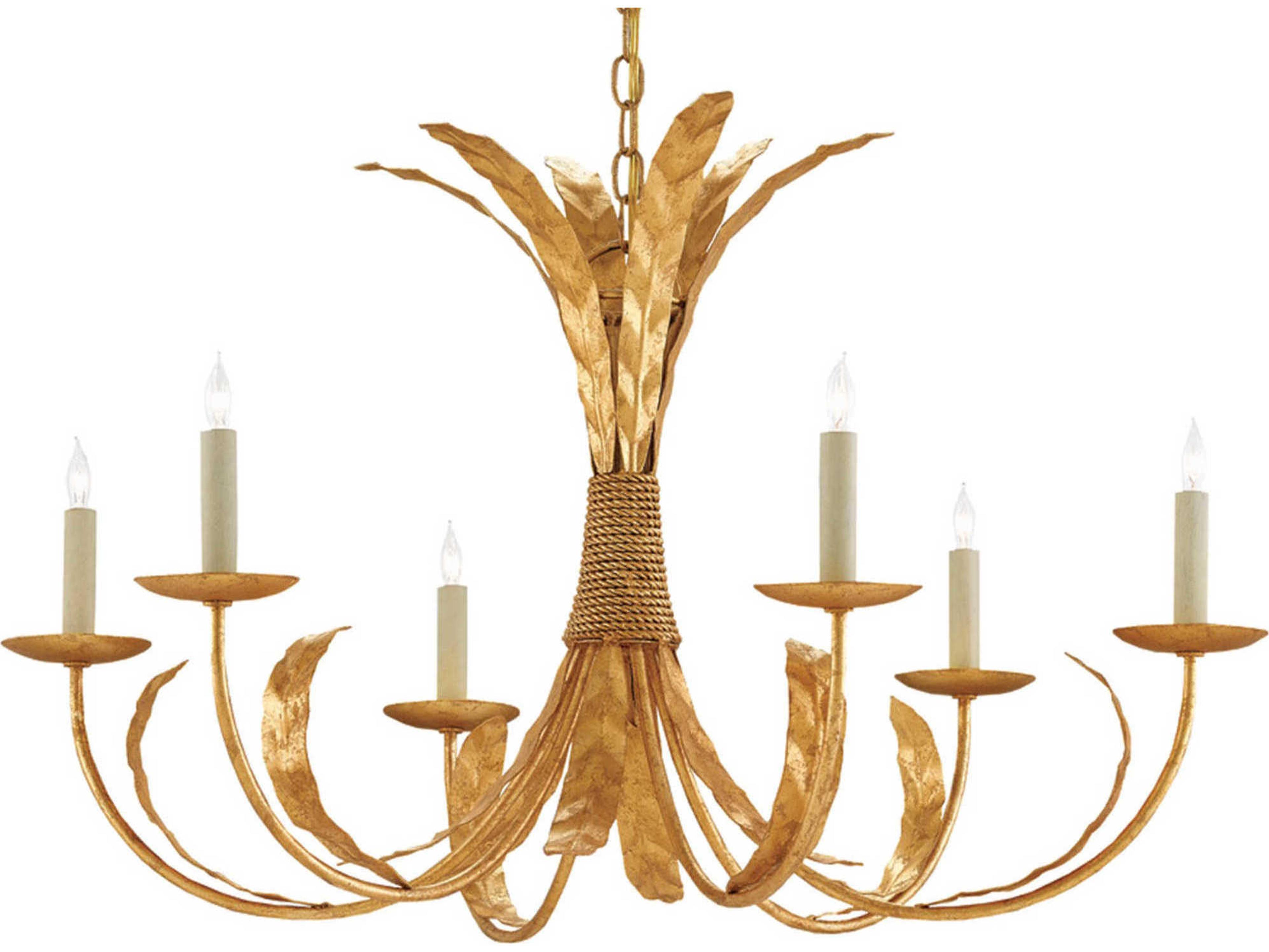 Luxecor Bette 6-Light Grecian Gold Leaf Candelabra Chandelier