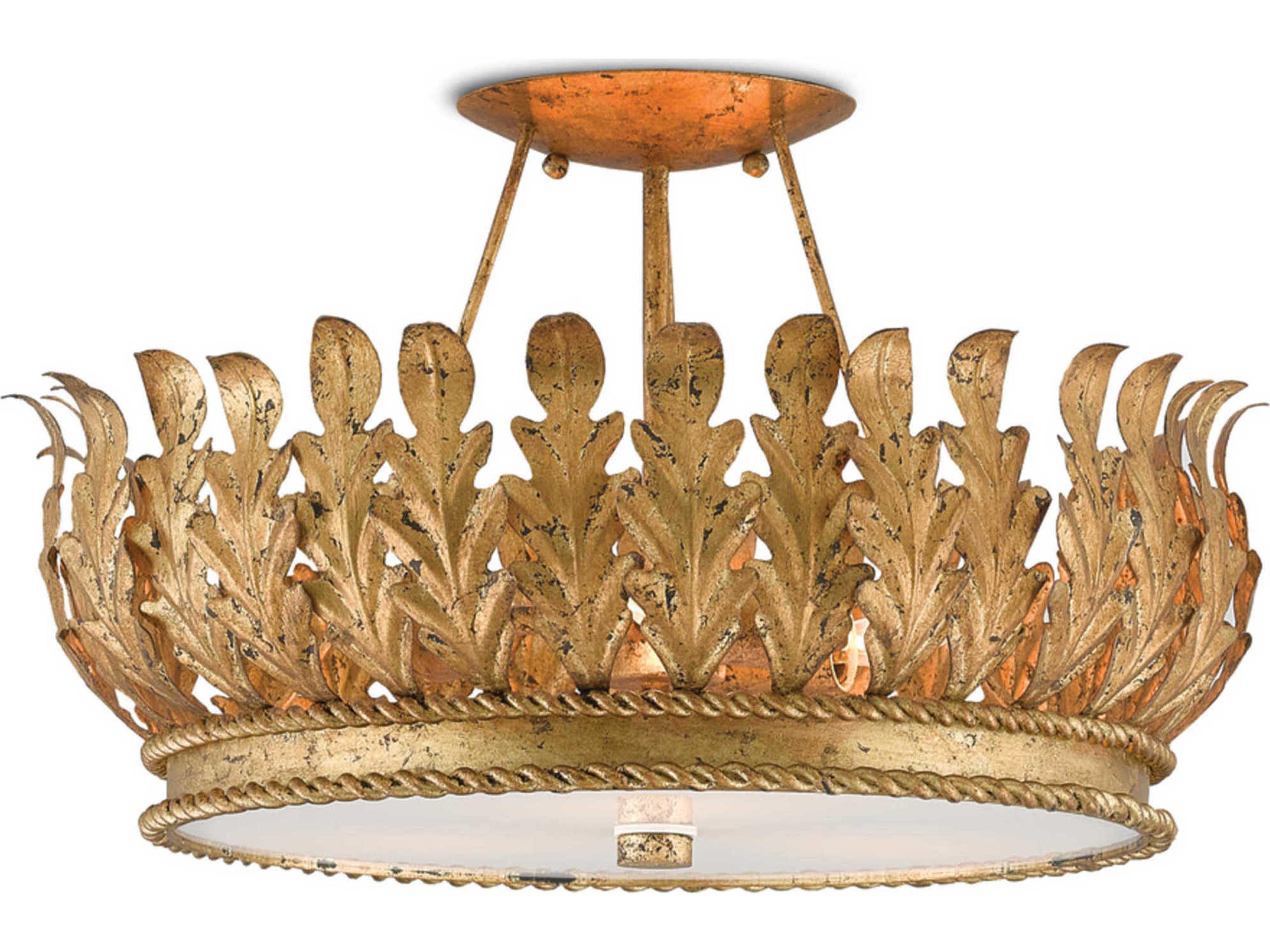 Luxecor Biddulph Gold Leaf White Semi Flush Mount