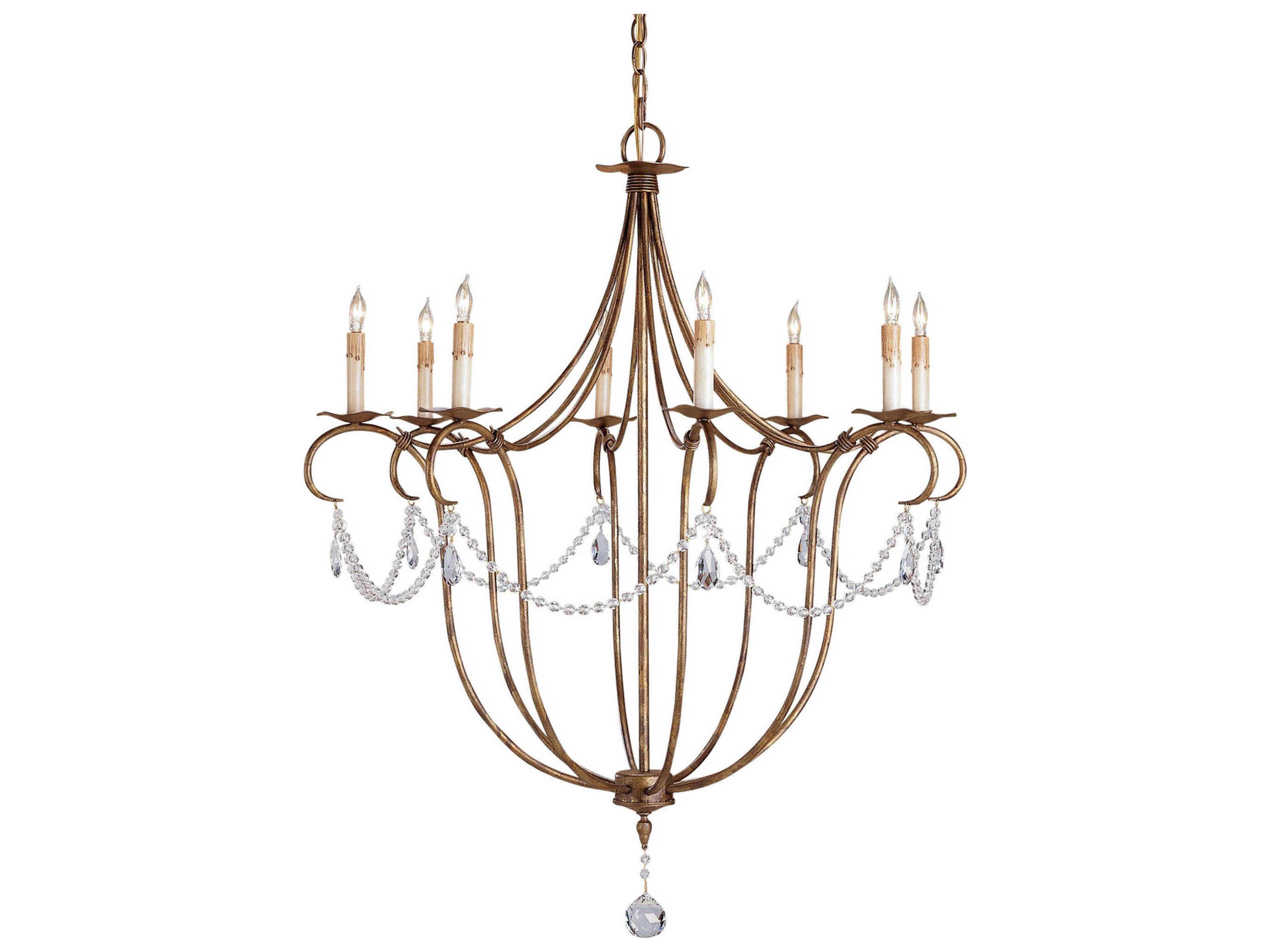 Luxecor Vistas 8-Light Rhine Gold Crystal Candelabra Chandelier