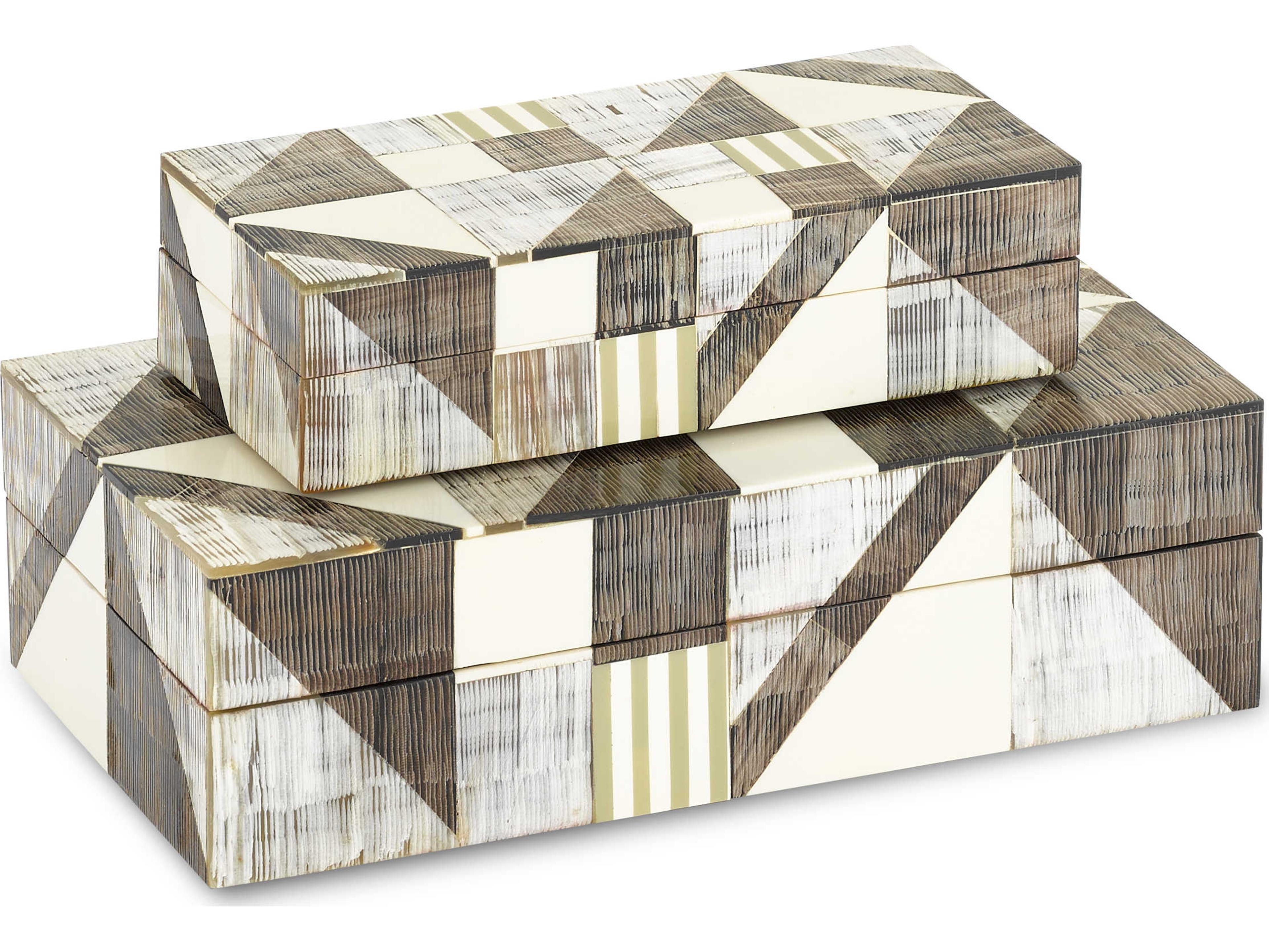 Luxecor Gray / Natural Modernist Jewelry Box Set of 2