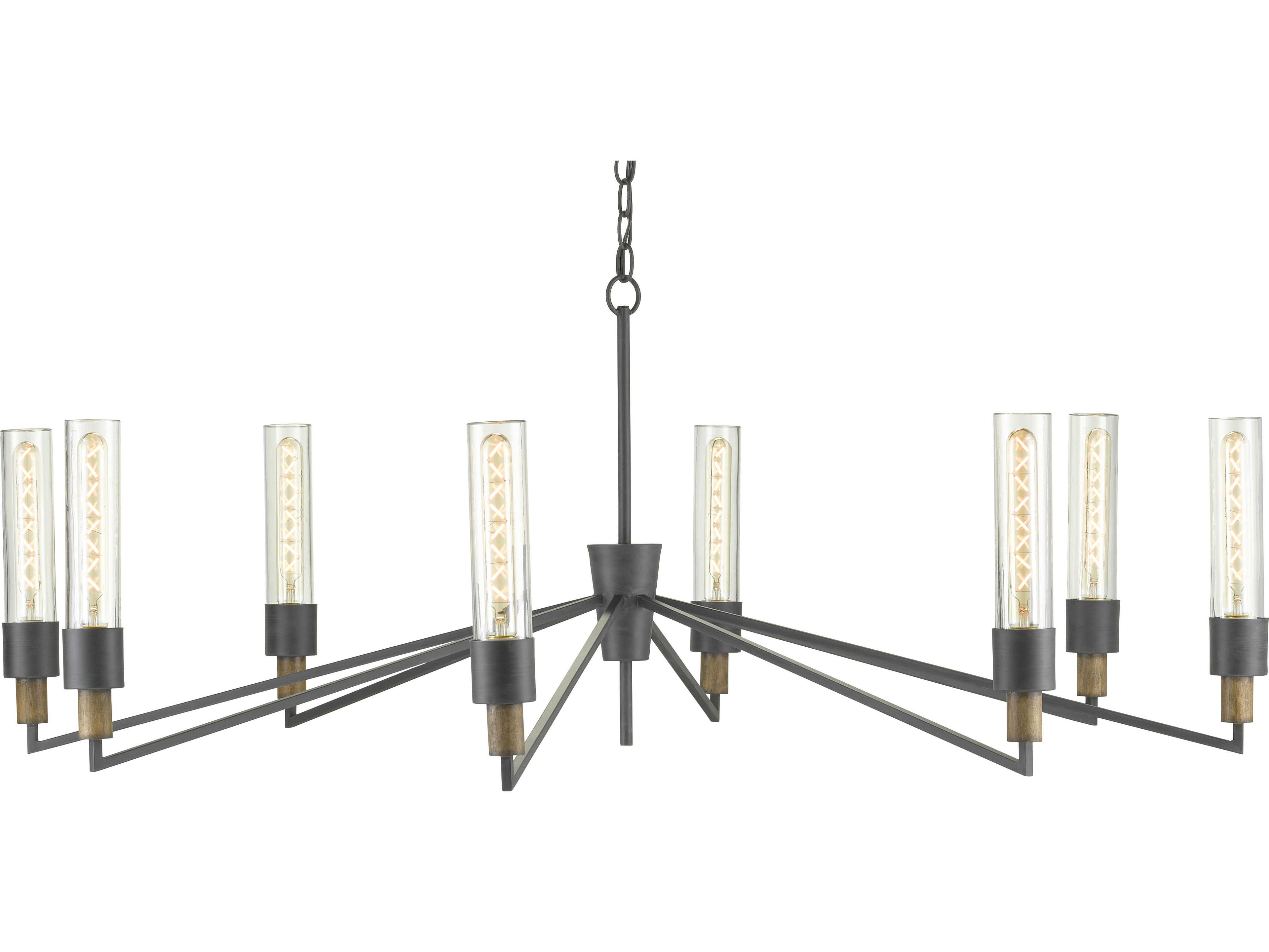 Luxecor Delgado 8-Light Antique Black Reclaimed Wood Glass Chandelier