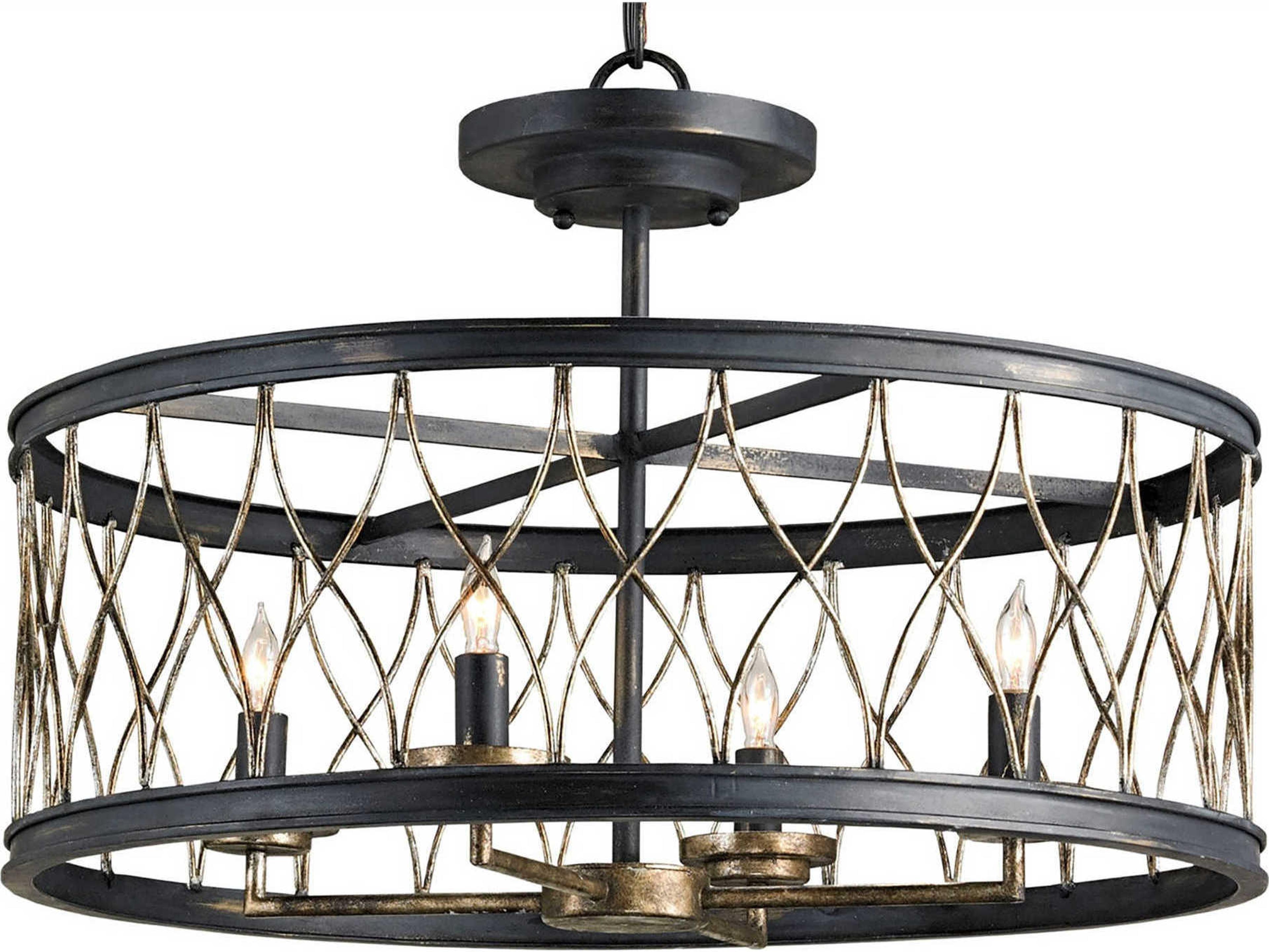 Luxecor Crisscross 4-Light French Black pyrite Bronze Candelabra Drum Chandelier