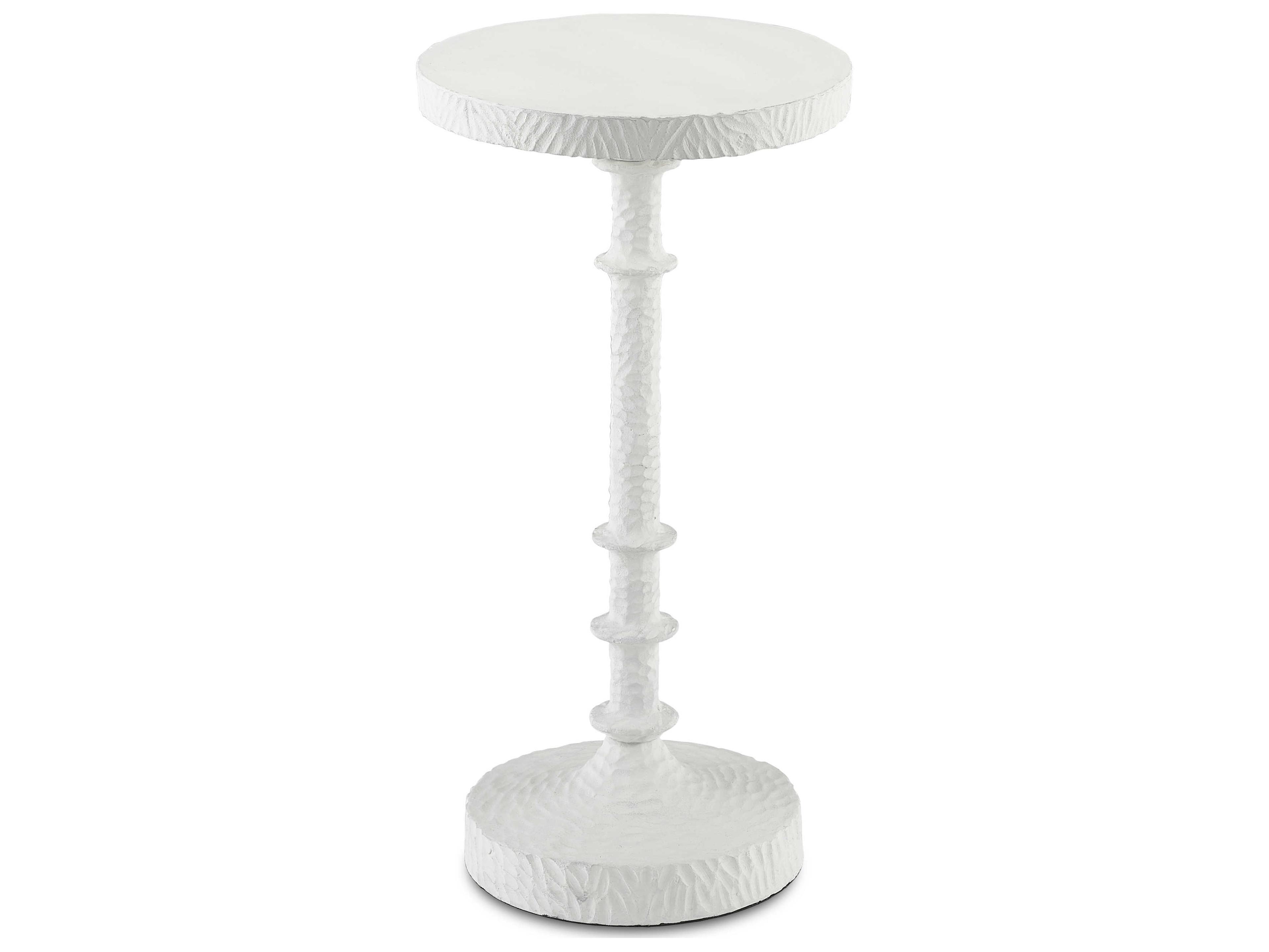 Luxecor Vistas Round Metal Gesso White End Table