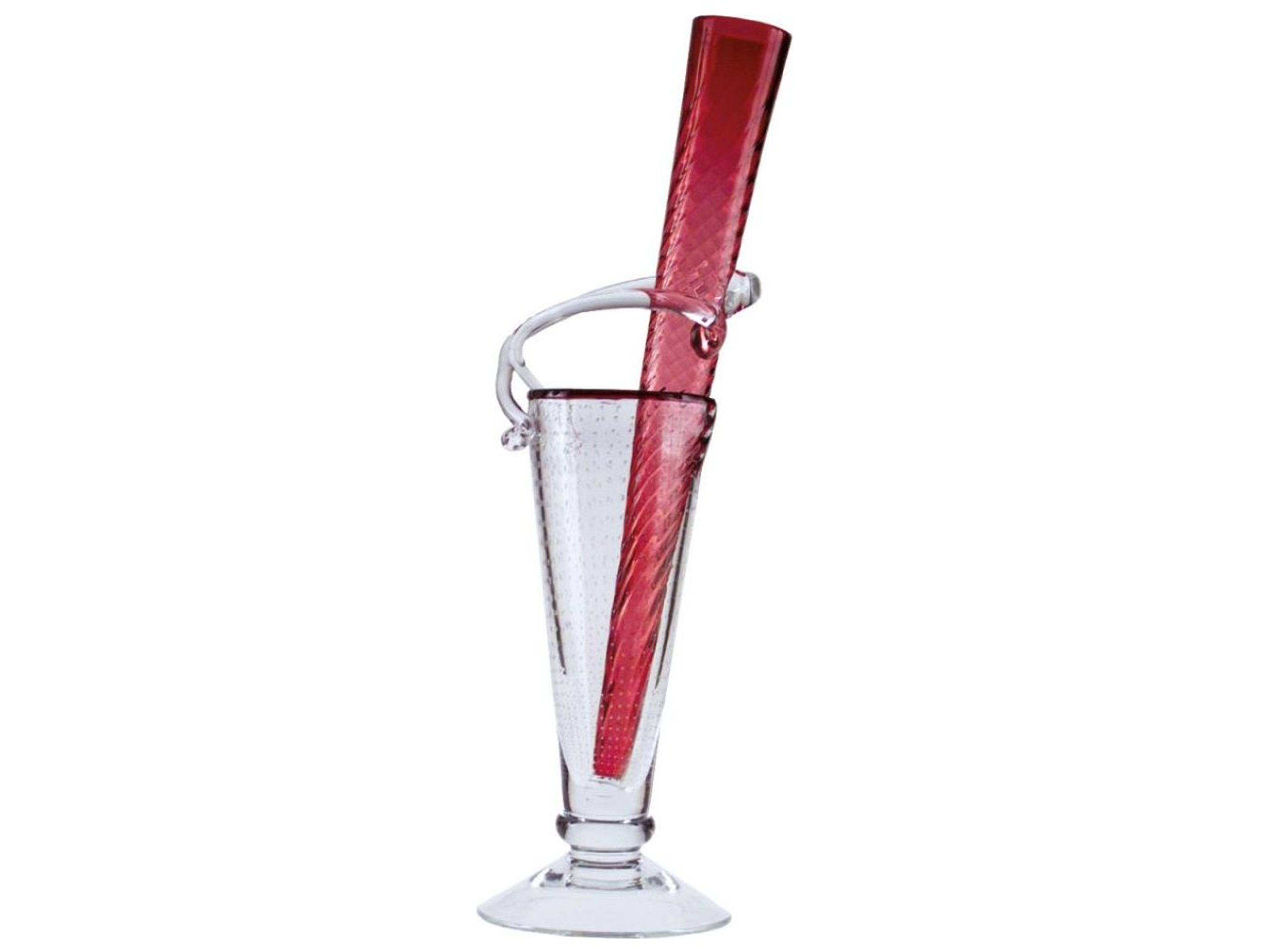 Driade Borek Sipek Alioscia Red And Clear Vase
