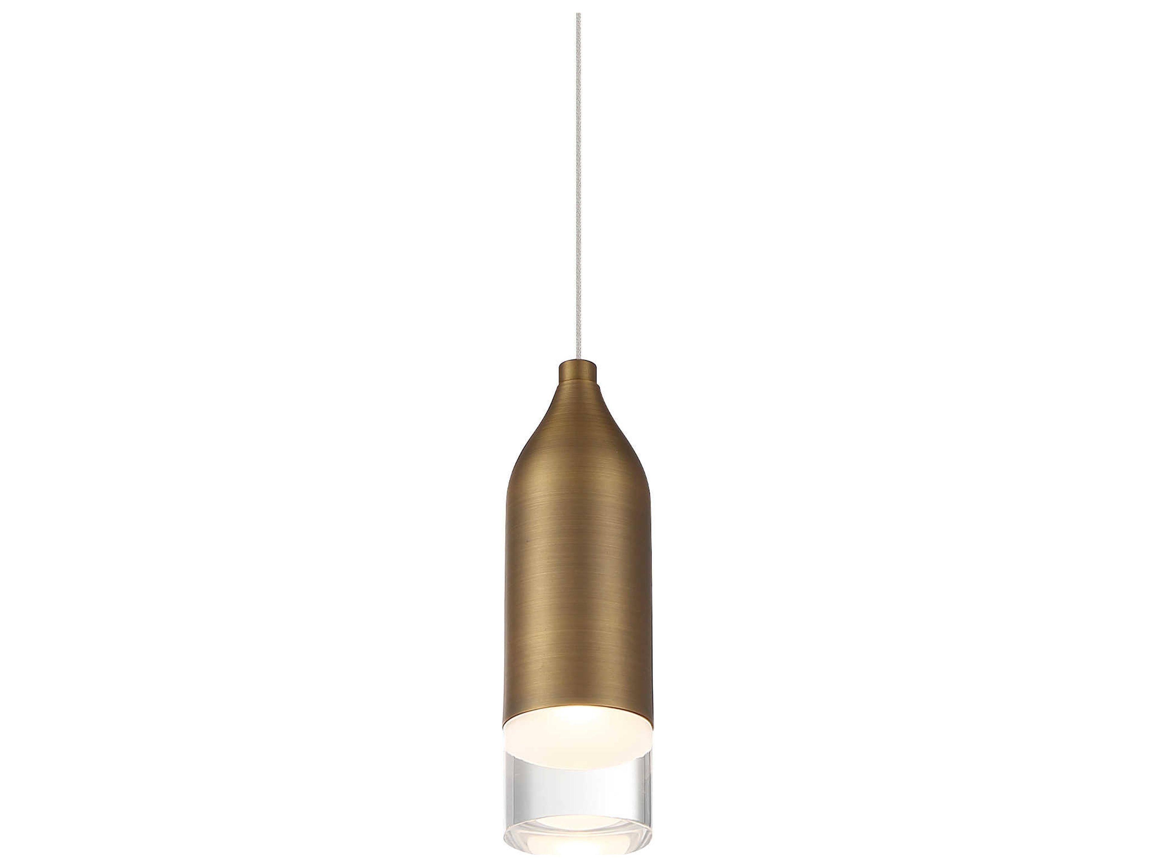 dweLED by WAC Lighting Action 1-Light Aged Brass LED Cylinder Linear Mini Pendant