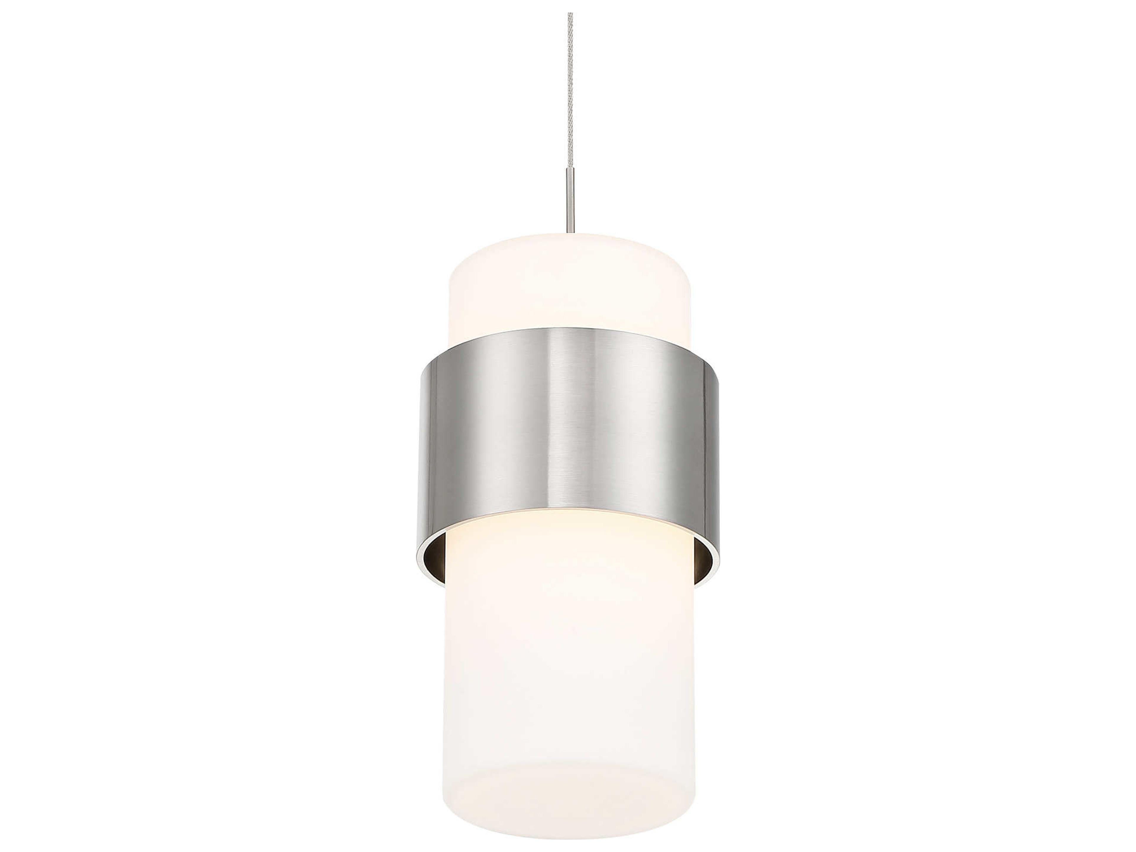 dweLED by WAC Lighting Banded 1-Light Brushed Nickel LED Cylinder Mini Pendant