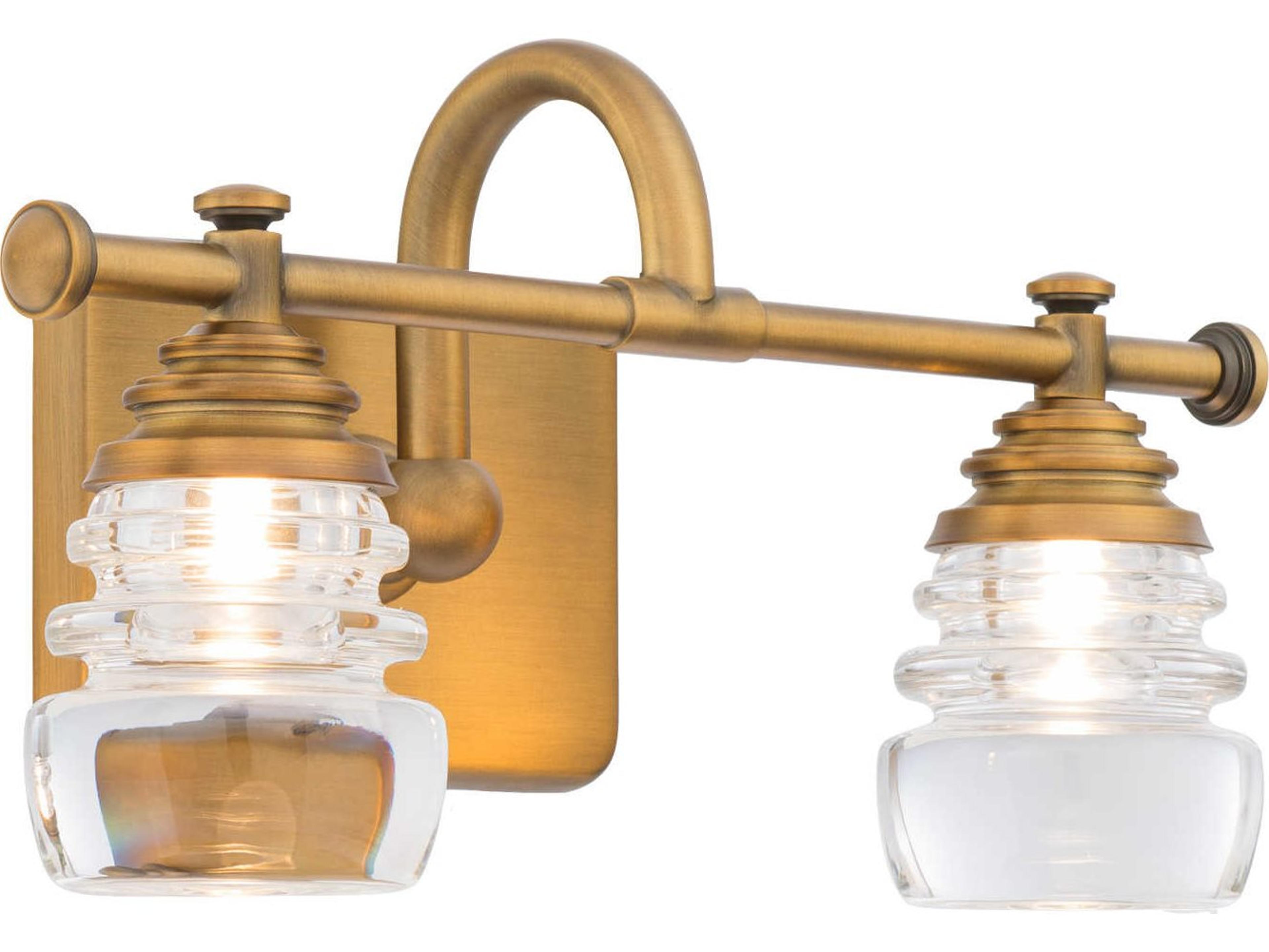 dweLED by WAC Lighting Rondelle 2-Light Aged Brass Glass LED Vanity Light