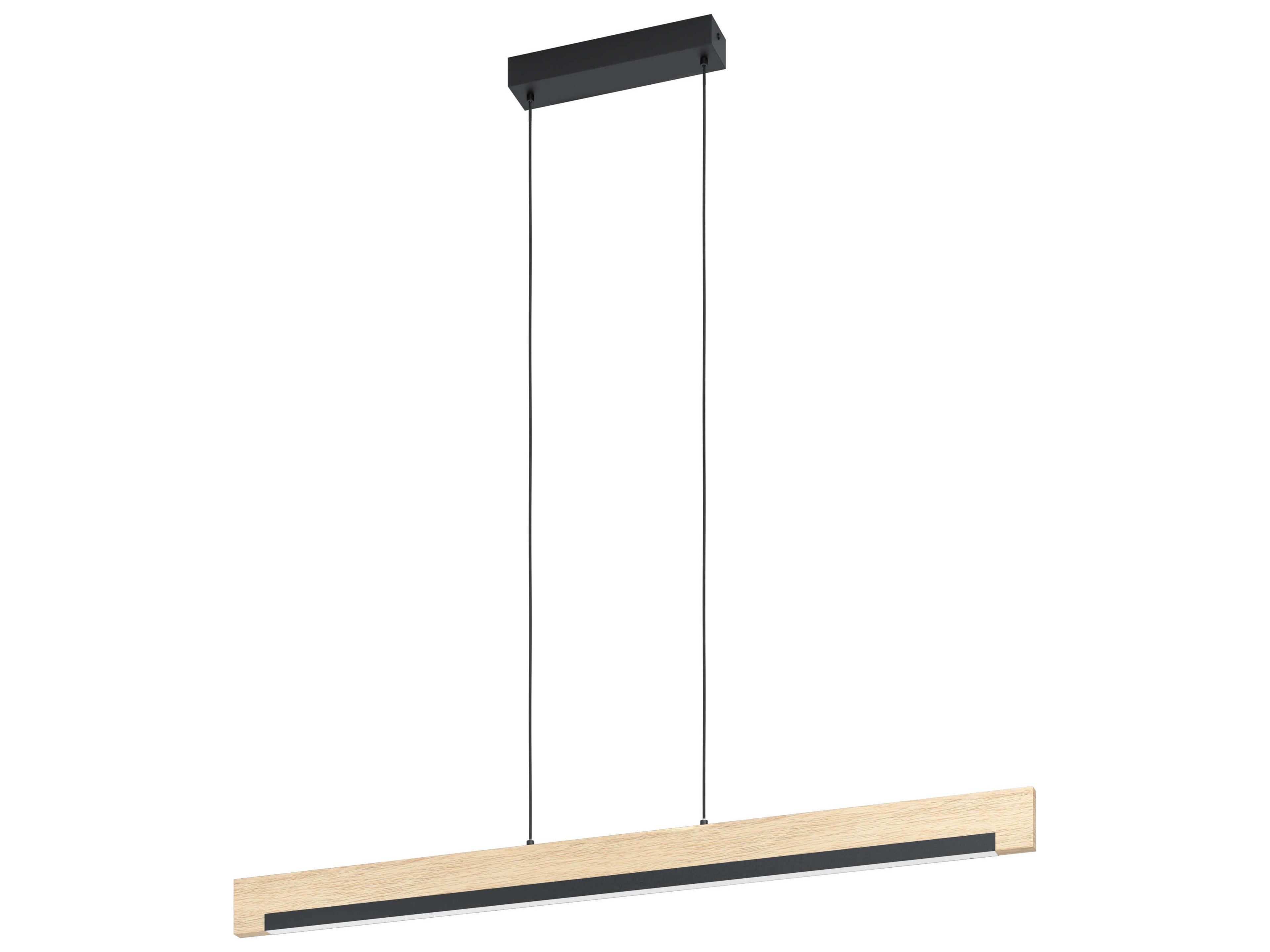 Eglo Camacho 1-Light Black Wood Brown Linear Island Pendant
