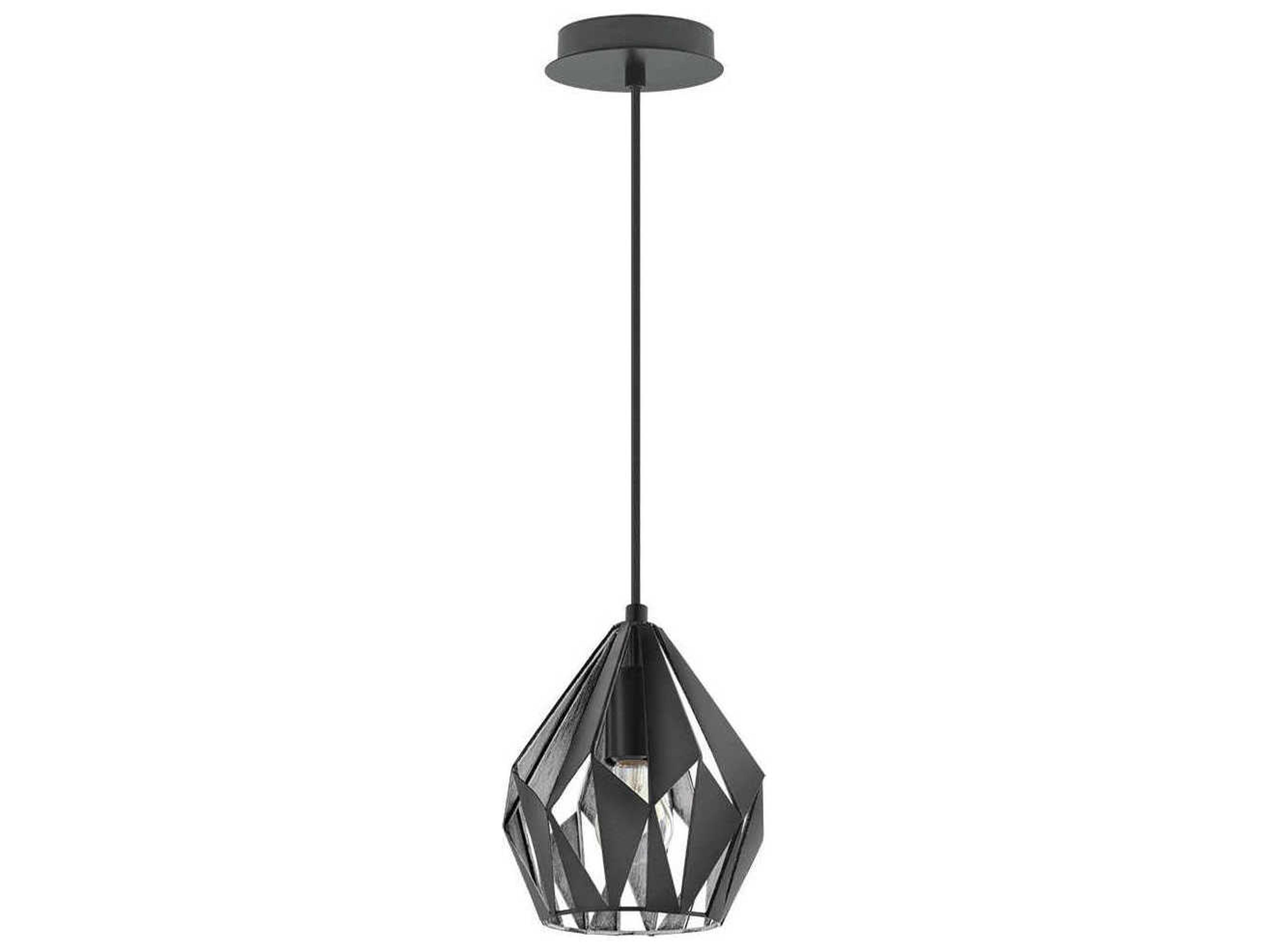 Eglo Carlton 1-Light Matte Black Silver Geometric Mini Pendant
