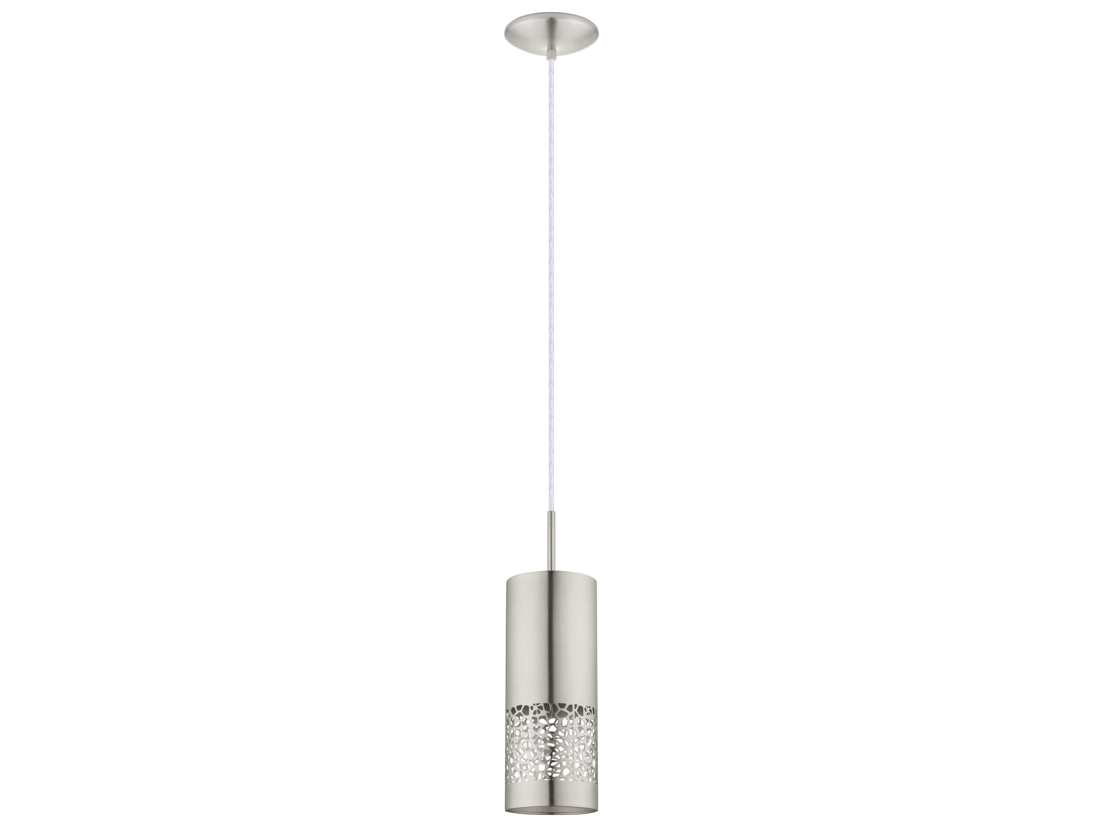 Eglo Carmelia 1-Light Satin Nickel Cylinder Mini Pendant