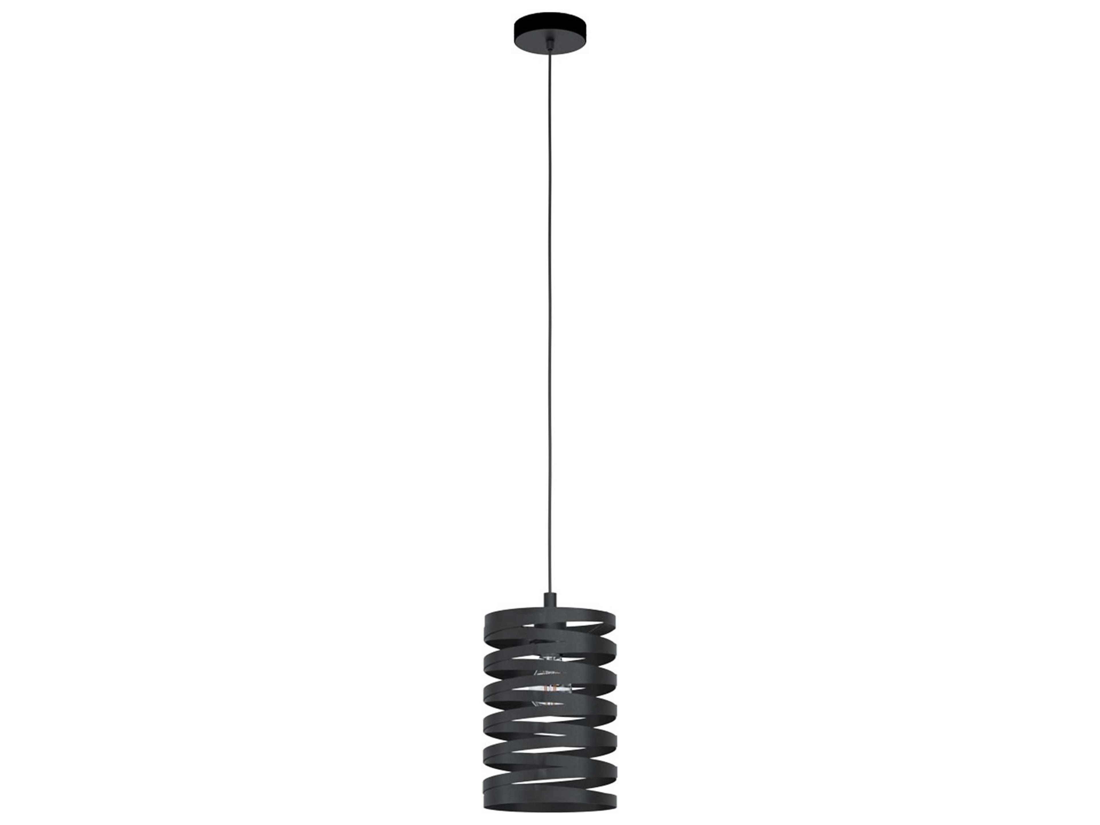 Eglo Cremella 1-Light Black Cylinder Mini Pendant