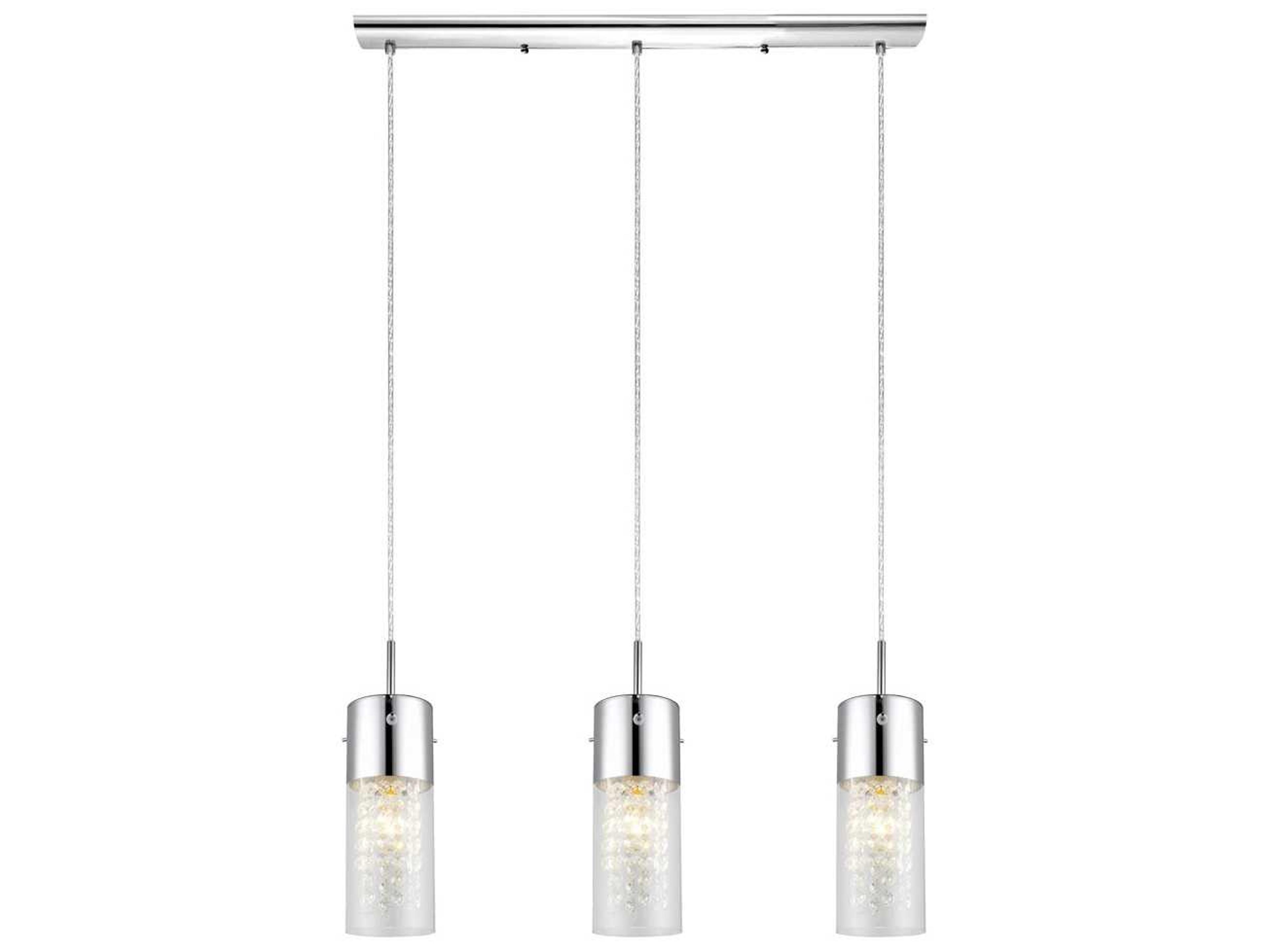 Eglo Diamond 3-Light Chrome Cylinder Linear Island Pendant