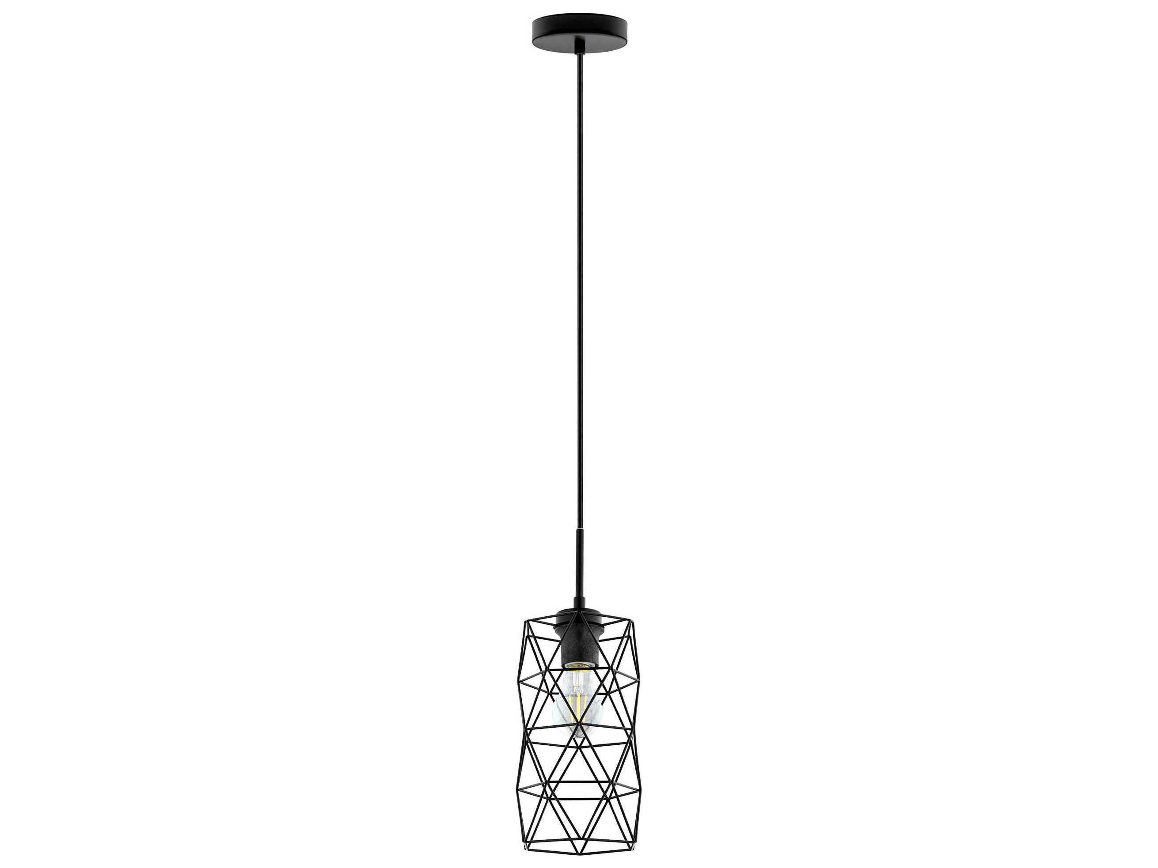 Eglo Estevau 1-Light Matte Black Cylinder Geometric Mini Pendant