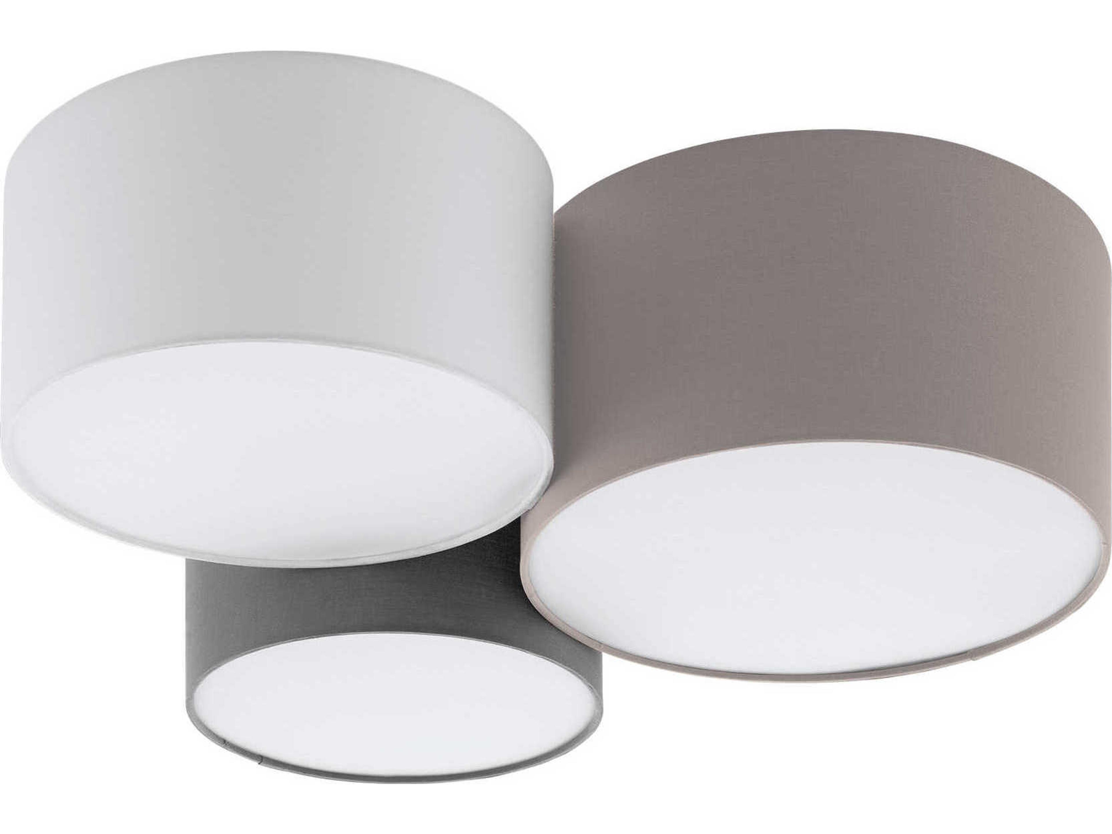 Eglo Pastore 3-Light Taupe White Grey Round Flush Mount