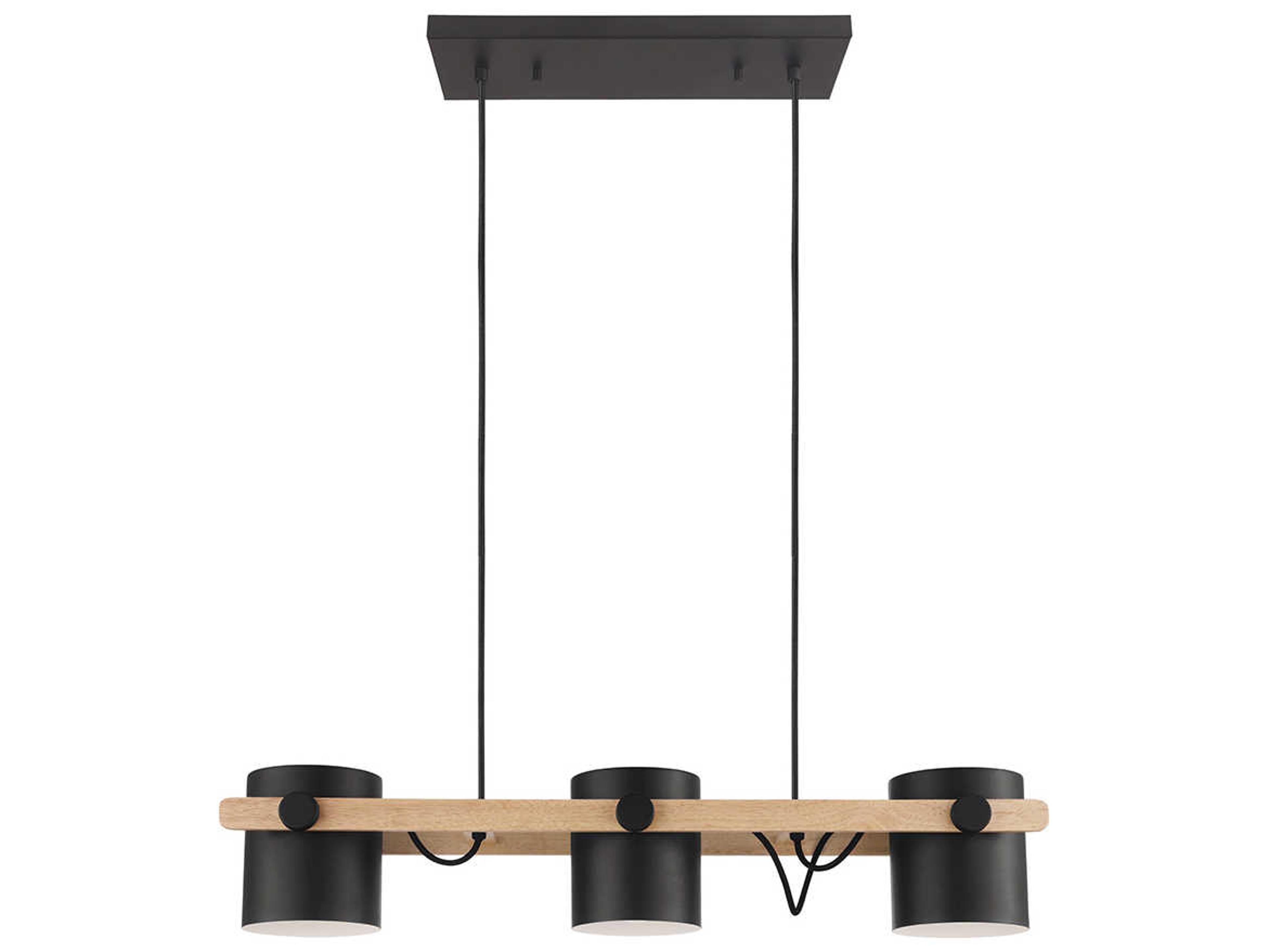 Eglo Hornwood 3-Light Black Brown Drum Island Pendant