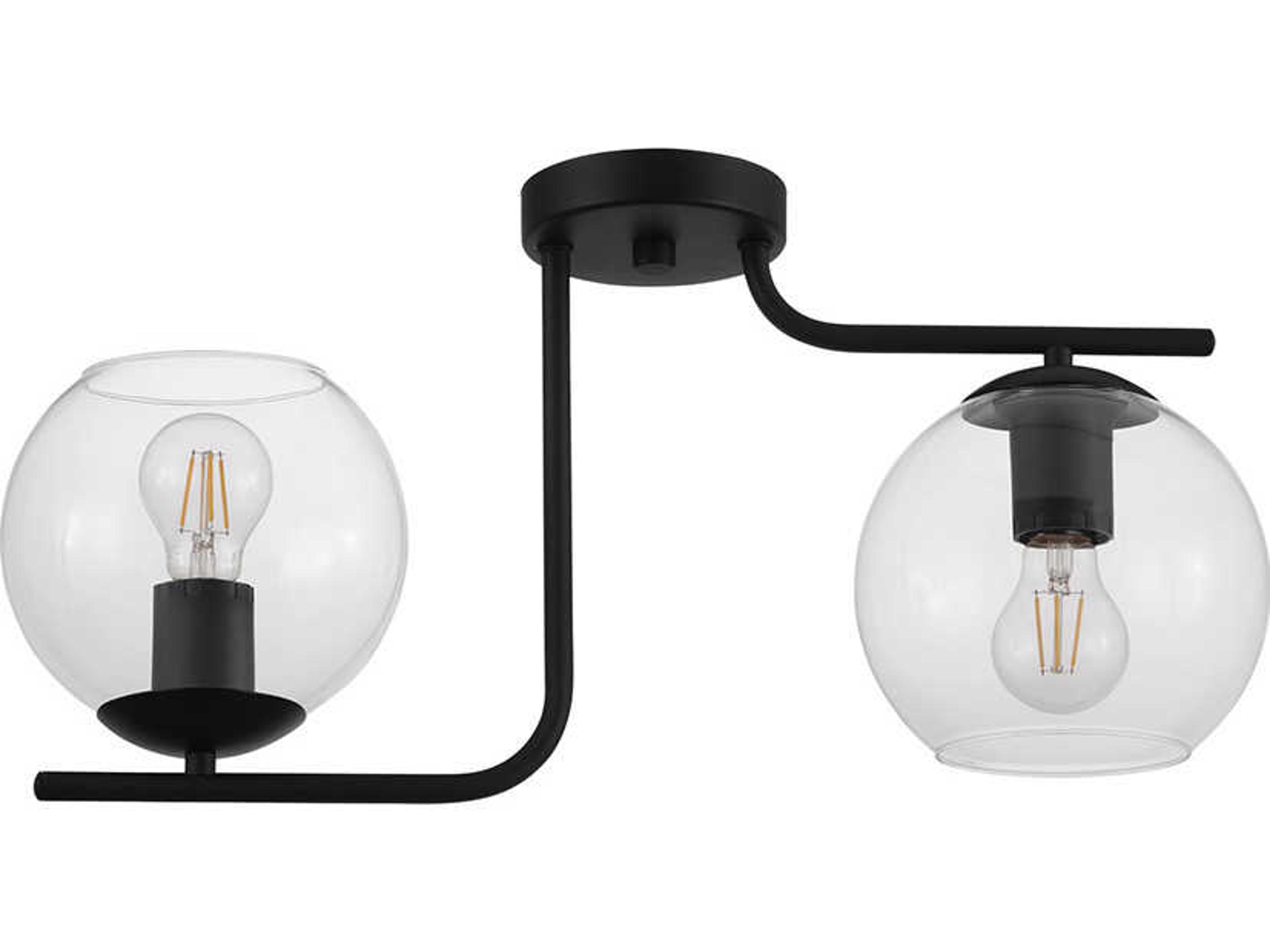 Eglo Marojales 2-Light Black Globe Semi Flush Mount