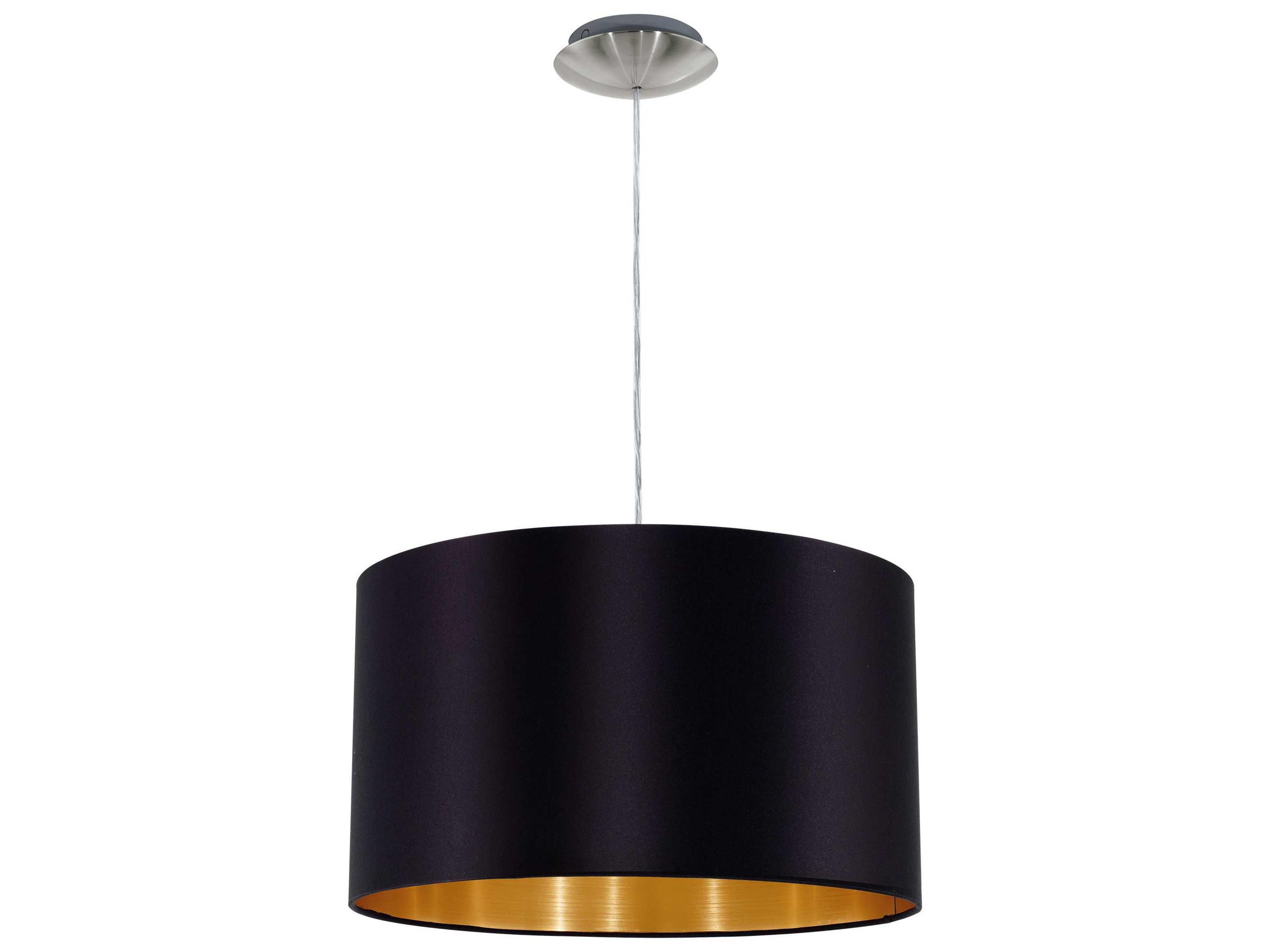 Eglo Maserlo 1-Light Satin Nickel Black Drum Pendant