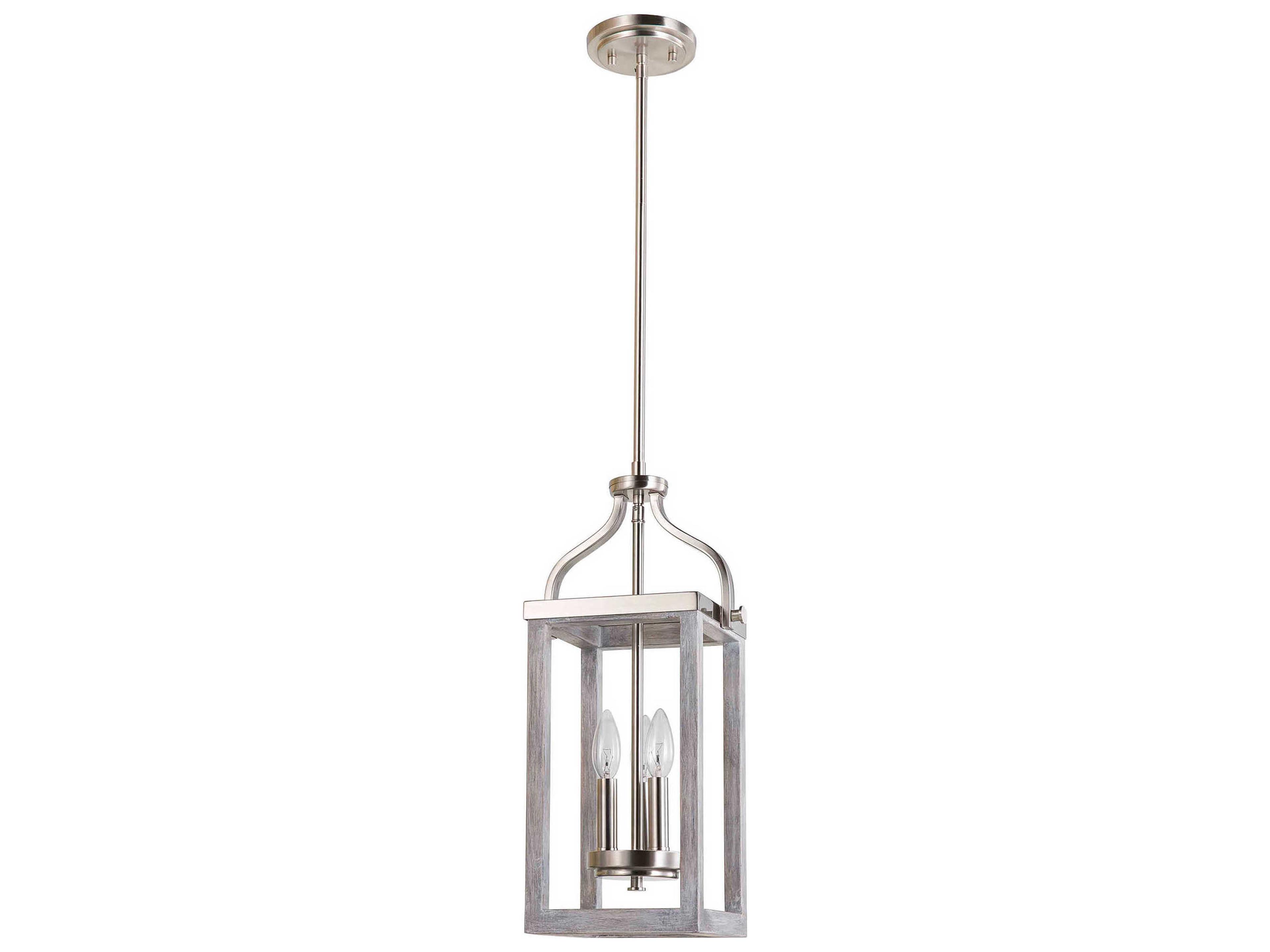 Eglo Montrose 3-Light Acia Wood Brushed Nickel Mini Pendant