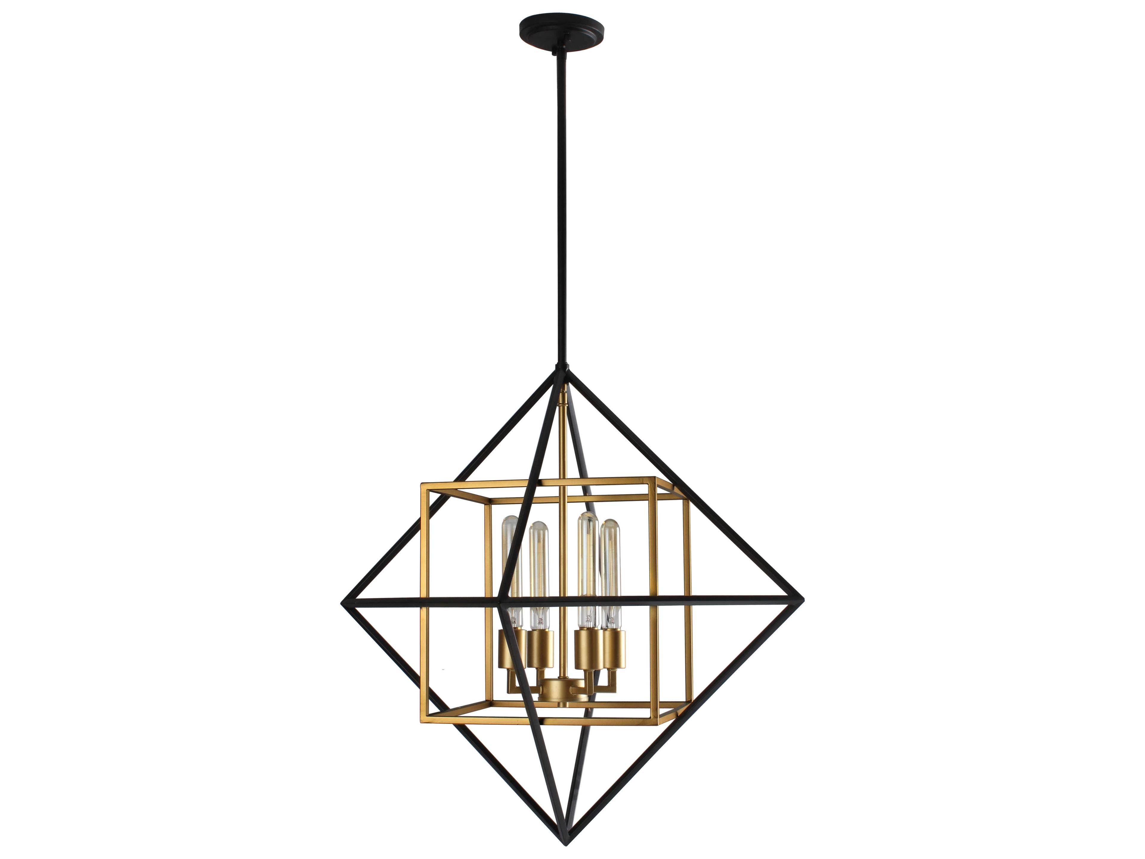 Eglo Pryor 4-Light Antique Gold Black Geometric Pendant