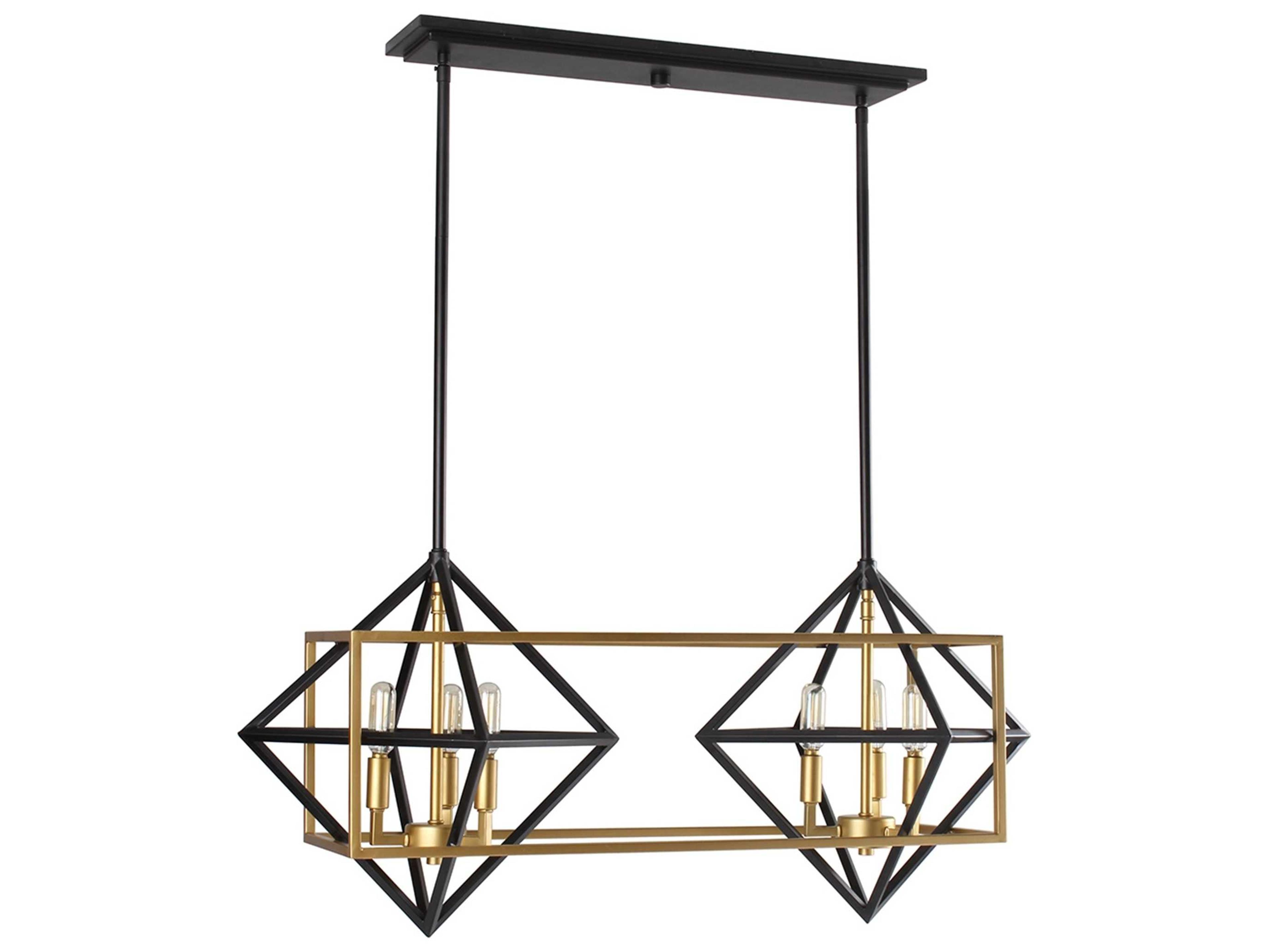 Eglo Pryor 6-Light Antique Gold Black Geometric Island Pendant