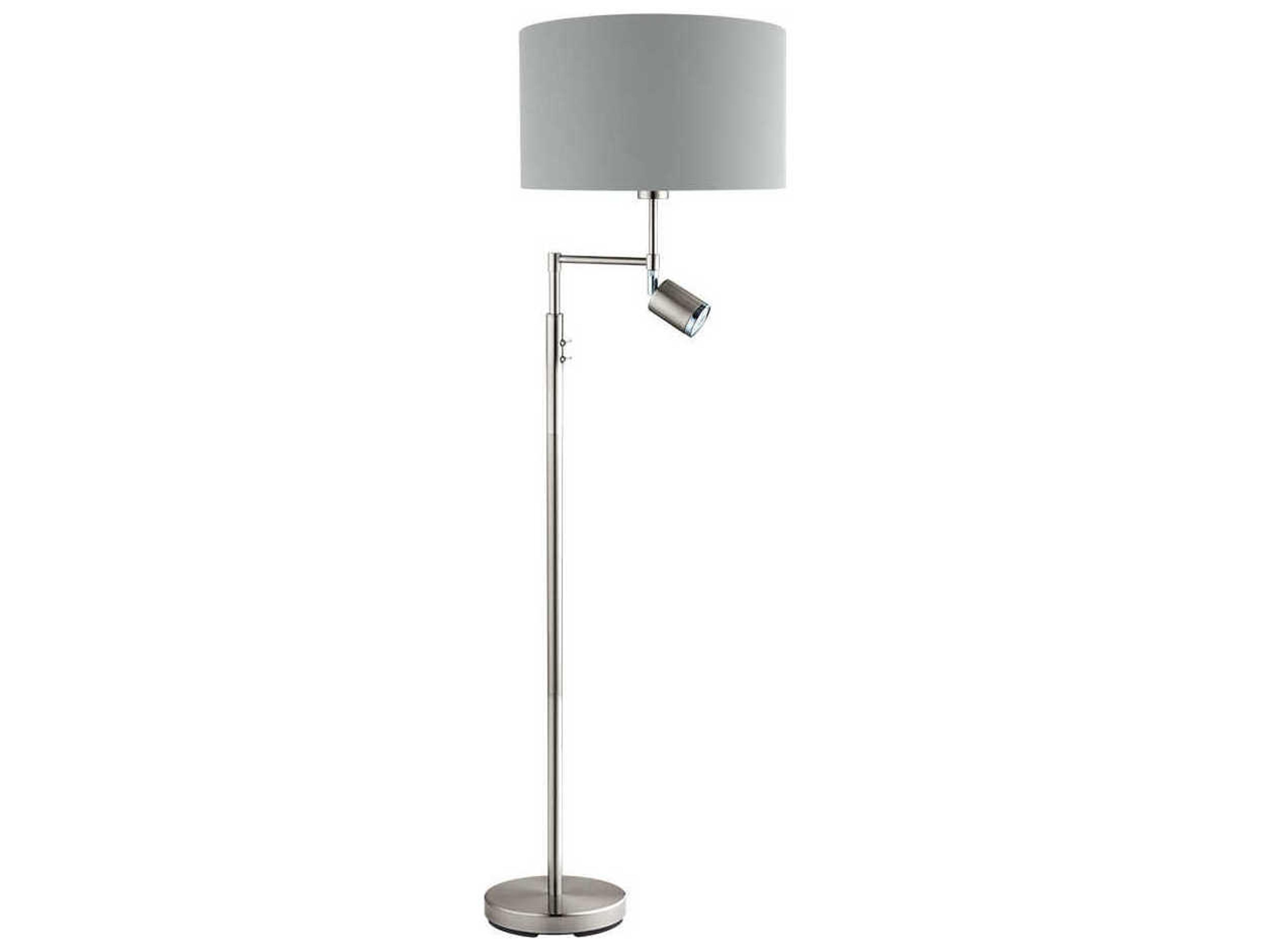 Eglo Santander Matte Nickel Grey Exterior Silver Interior Fabric Floor Lamp
