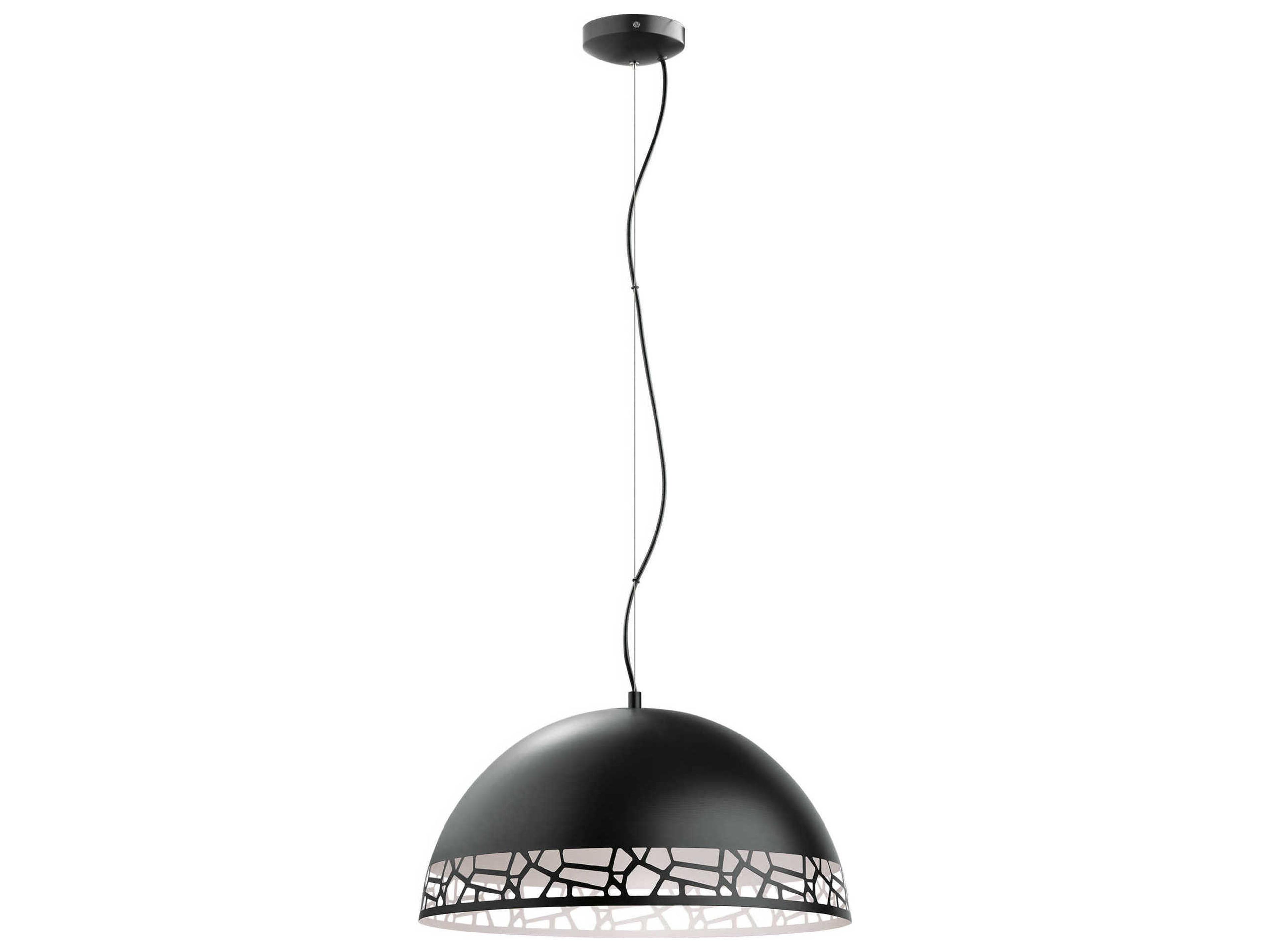 Eglo Savignano 1-Light Matte Black White Dome Pendant