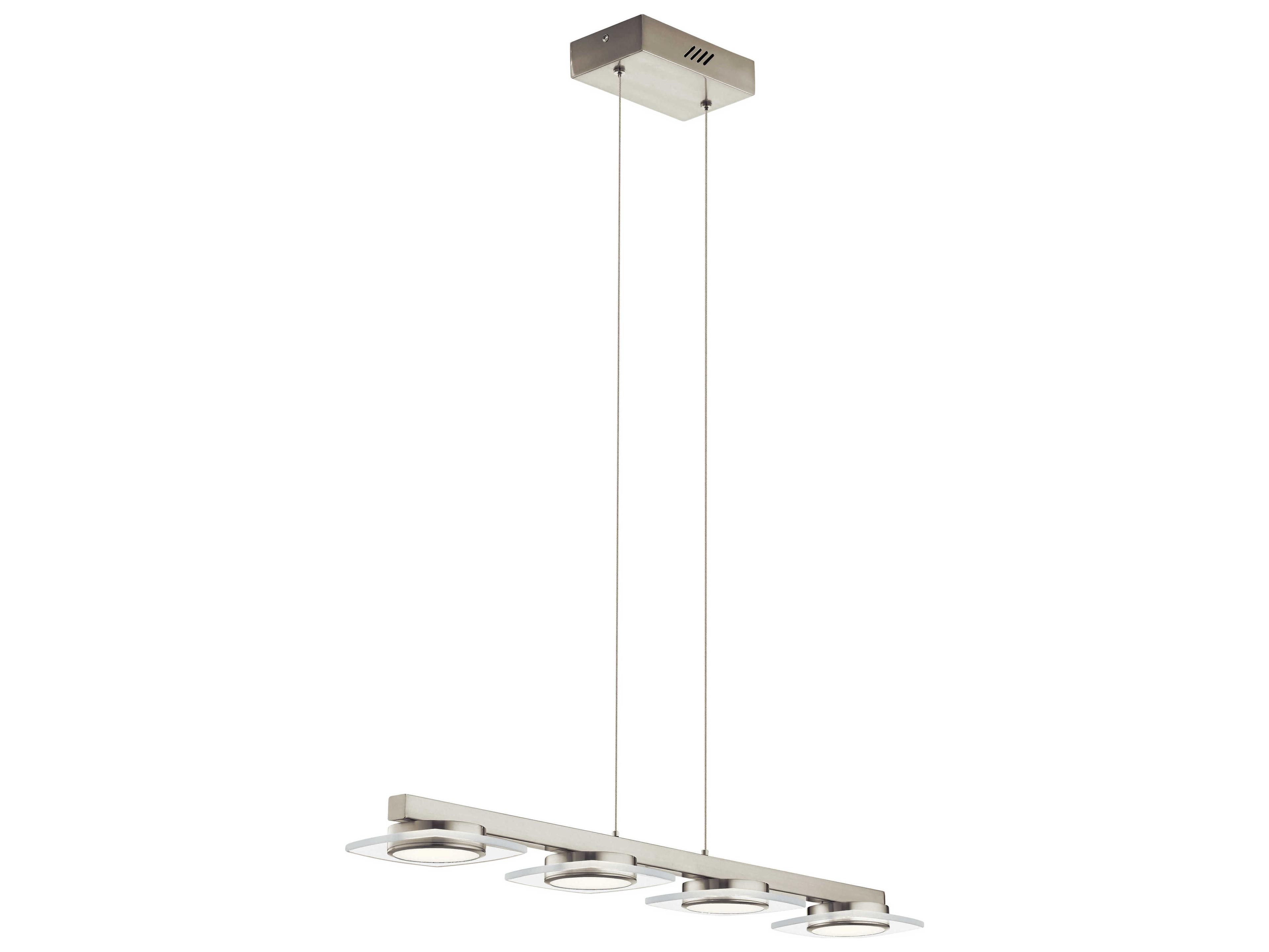 Elan Azenda 4-Light Brushed Nickel Chrome Glass LED Linear Island Pendant